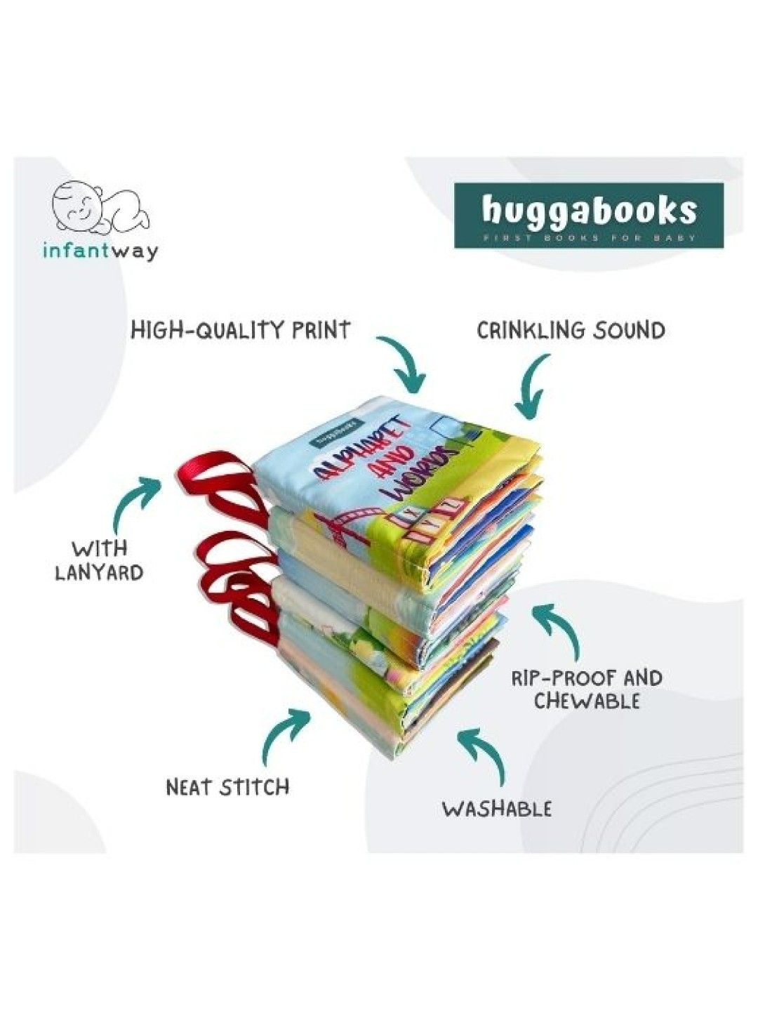 Infantway Huggabooks Early Learning Cloth Book Set (No Color- Image 2)