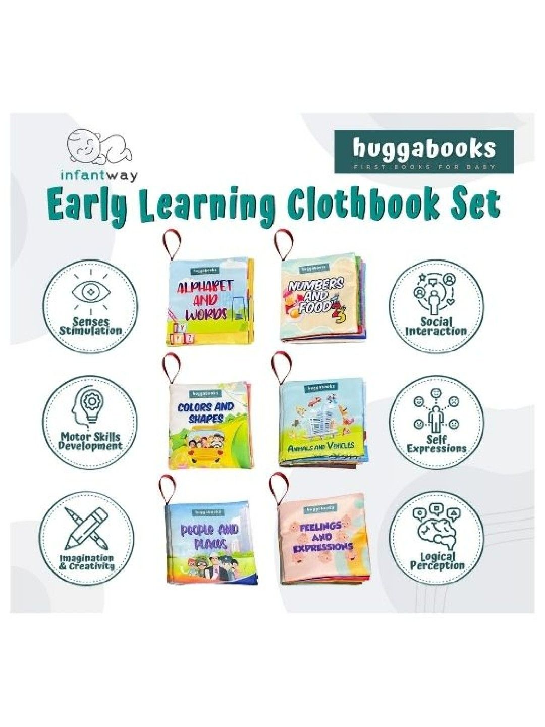 Infantway Huggabooks Early Learning Cloth Book Set (No Color- Image 3)