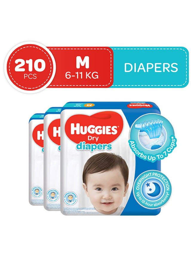 Huggies Dry Diapers Medium (70s) Bundle of 3 edamama