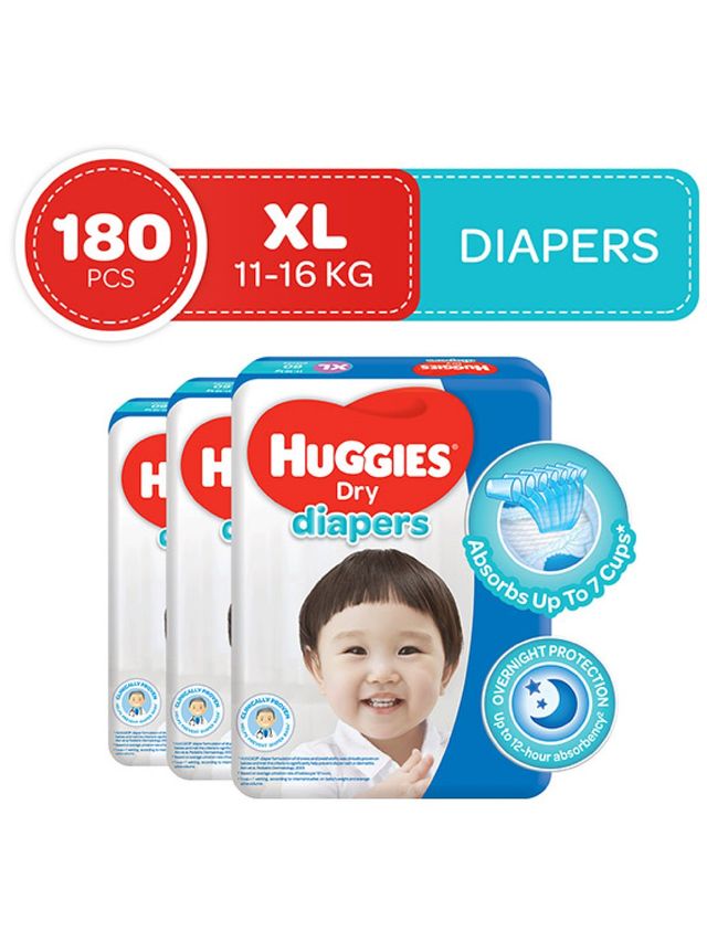 Huggies Dry Diapers XL (60s) Bundle of 3 edamama