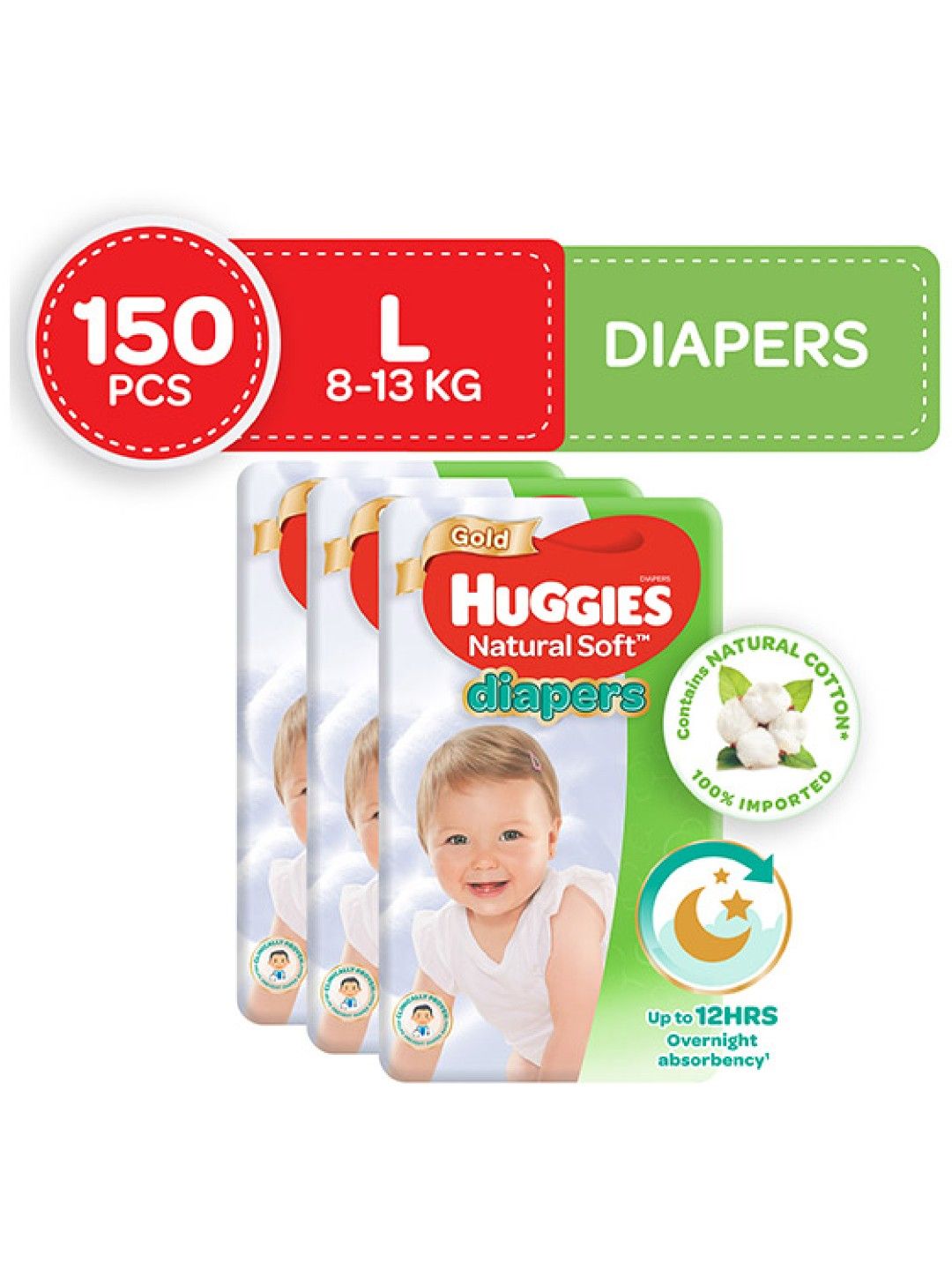 Huggies Natural Soft Large (50s) Bundle of 3 (No Color- Image 1)