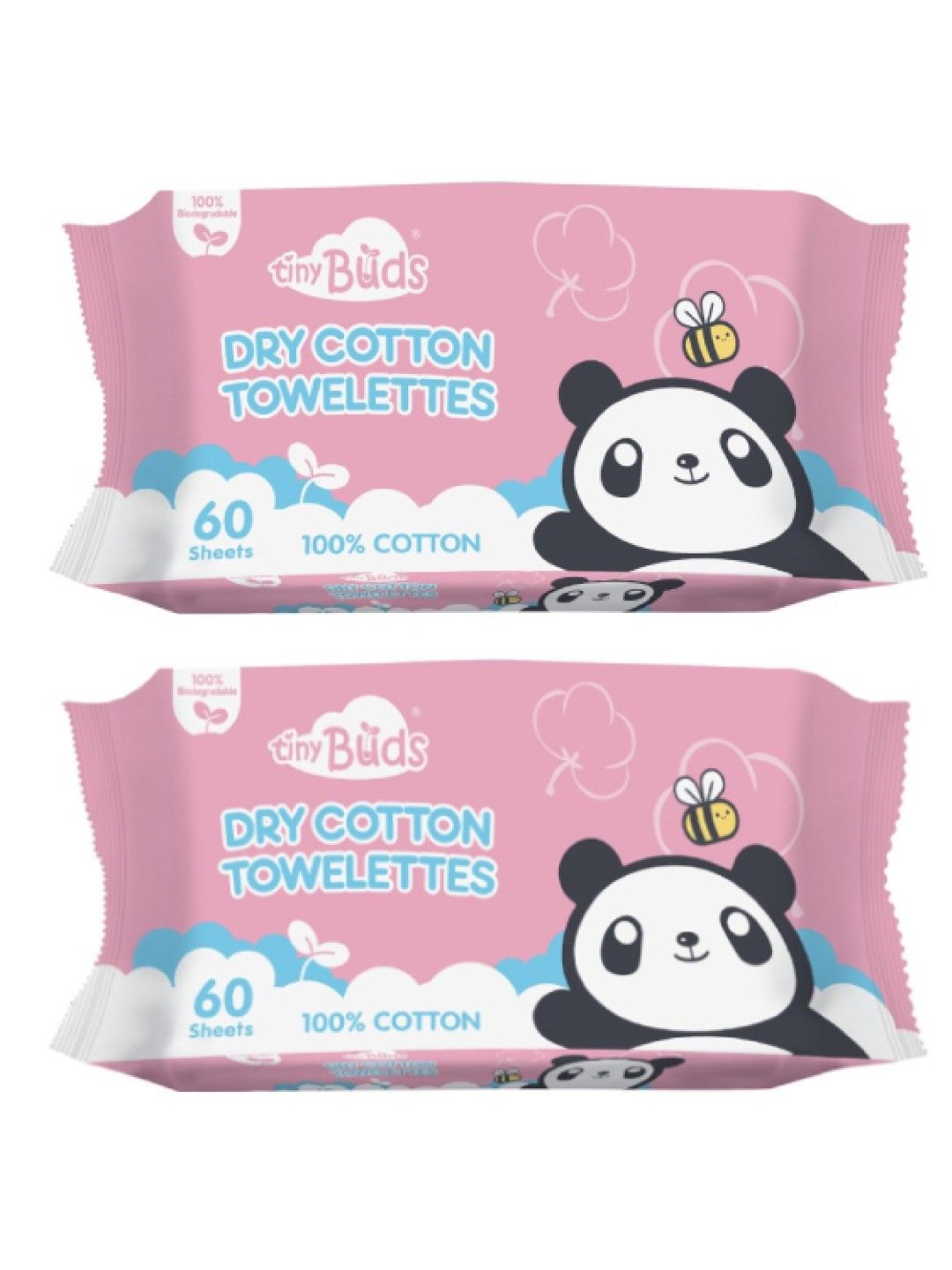 Tiny Buds Baby Dry Cotton Towelettes (60 Pulls) (Bundle of 2)