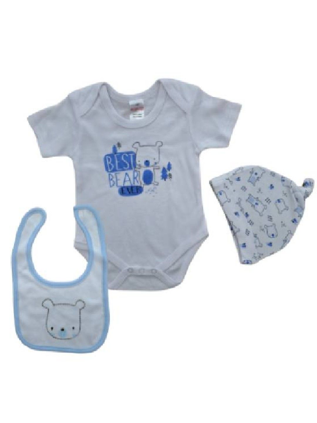 Cottonkind Bear Blue Short Sleeves Onesies Set of 4 (No Color- Image 2)