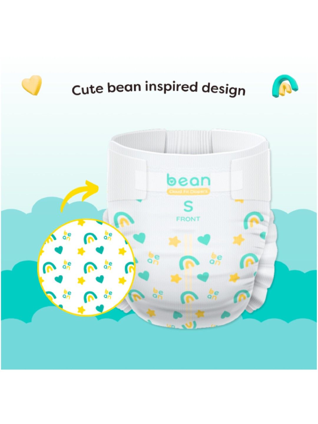 bean Cloud Fit Diapers Medium (30s) + Powder Scent Wipes (100 sheets) (No Color- Image 3)