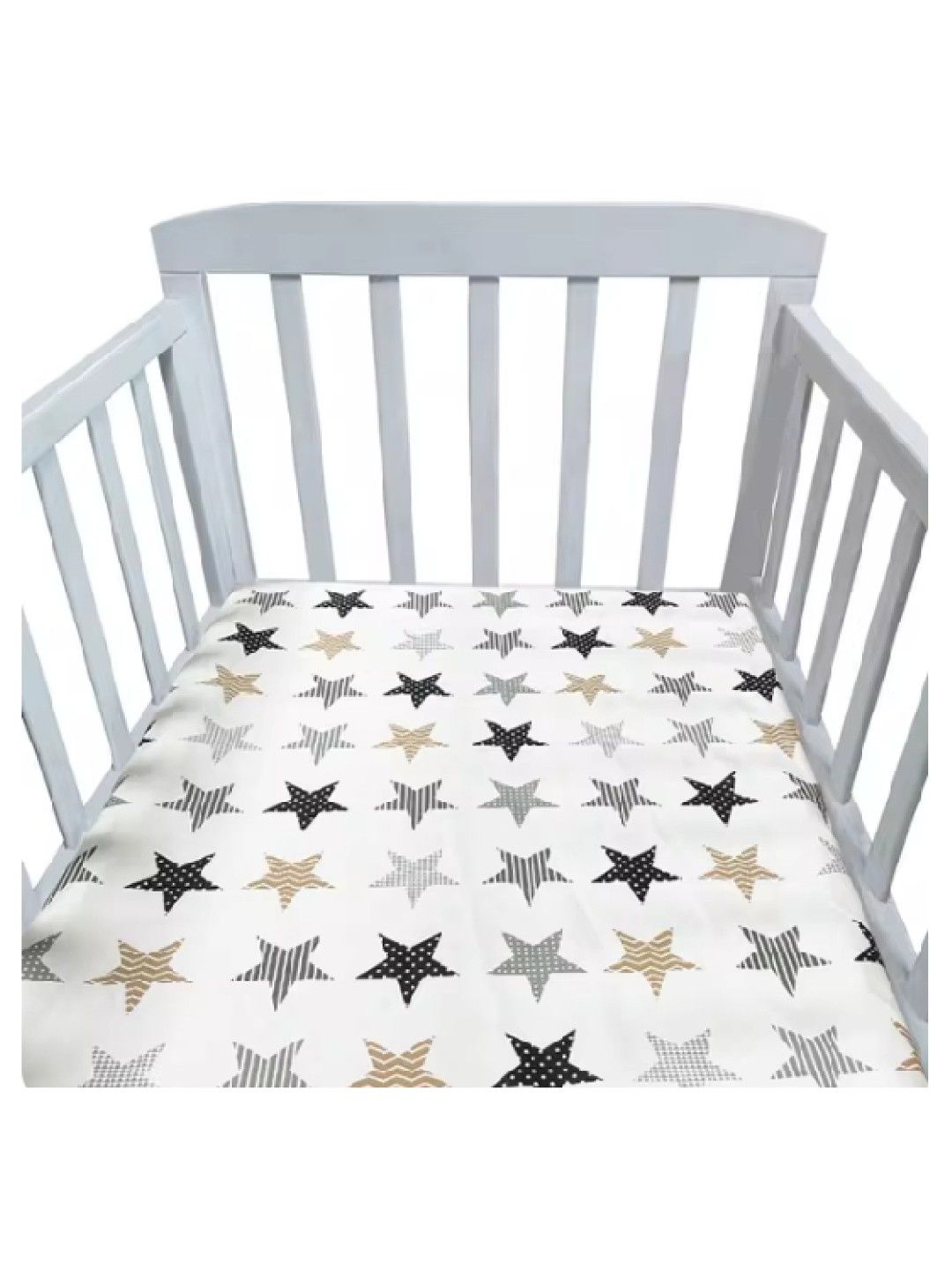 Cottonkind Grey Star Cotton Crib Sheet (No Color- Image 2)