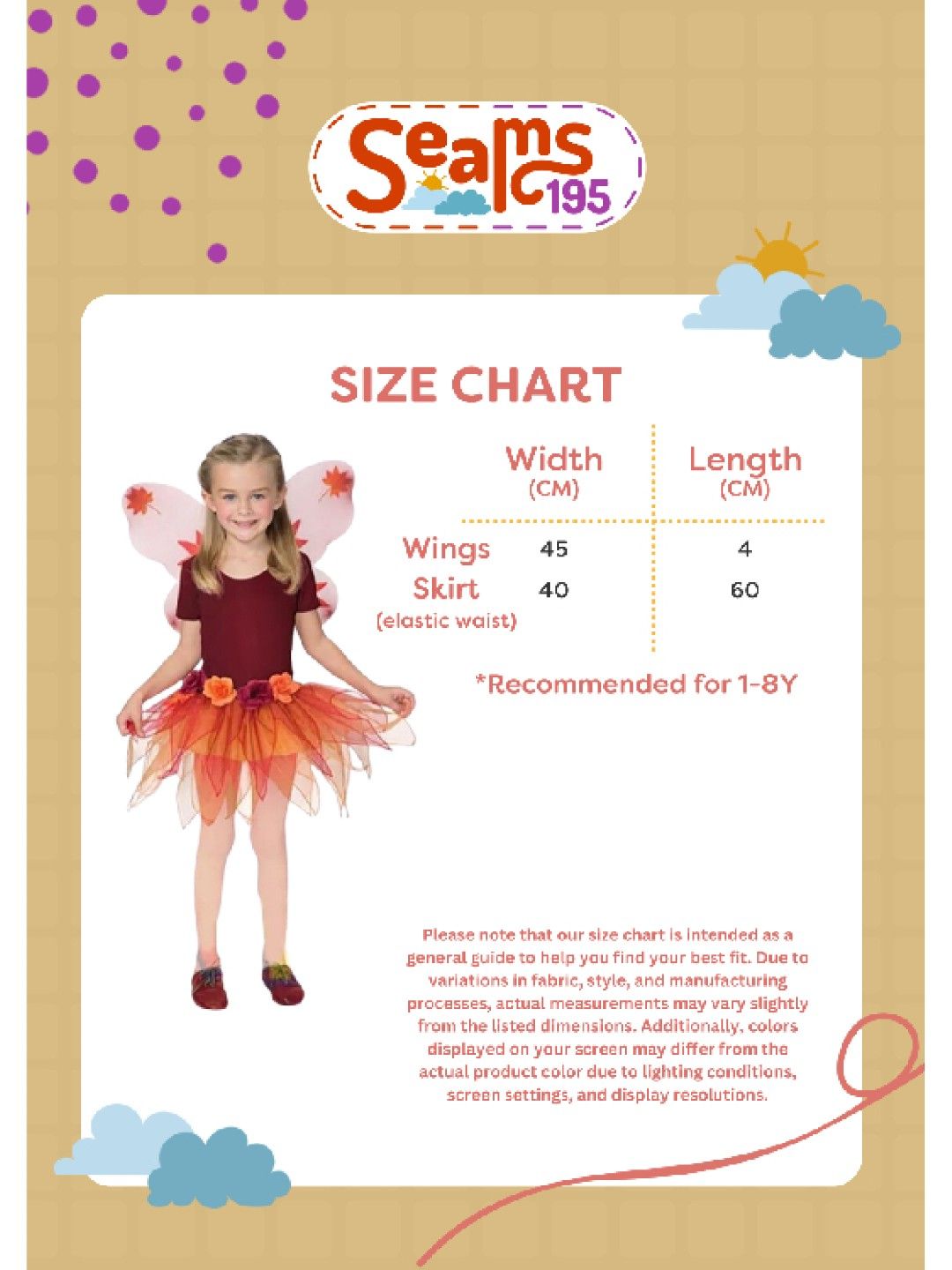 Seams 195 Pixie Halloween Costume Set (Orange- Image 3)