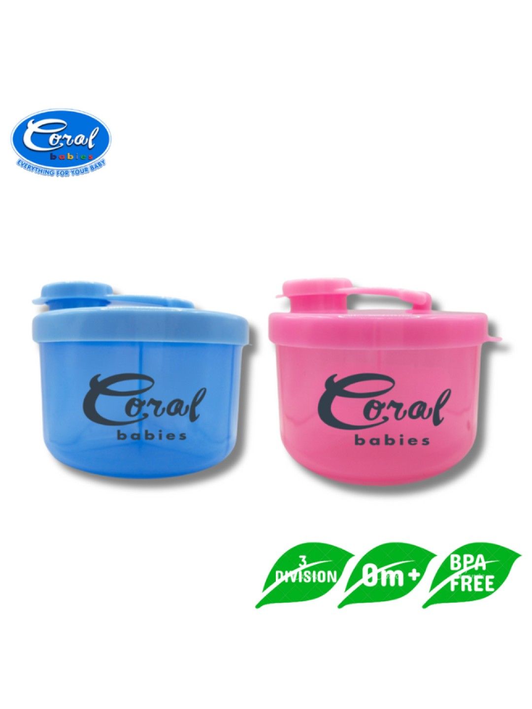 Coral Babies 3-Division Milk Powder Container (Blue- Image 2)