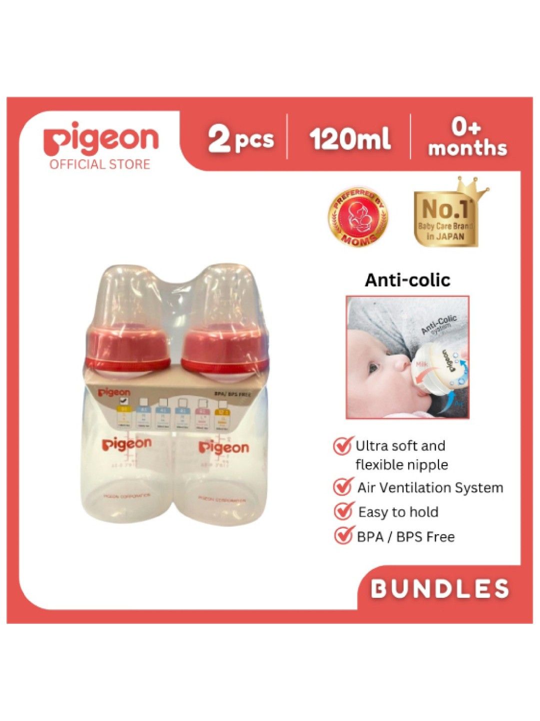 Pigeon RPP Red Bottle Small Twin Pack (120ml) (No Color- Image 2)