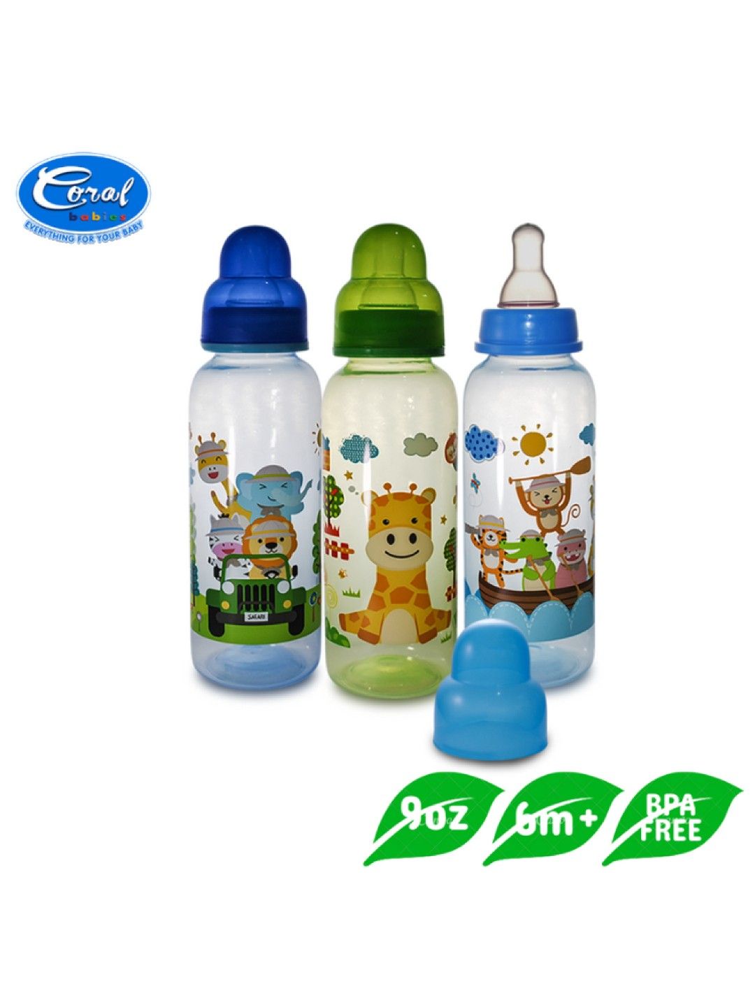 Coral Babies Tinted Feeding Bottle Set of 3 (9oz) (No Color- Image 2)