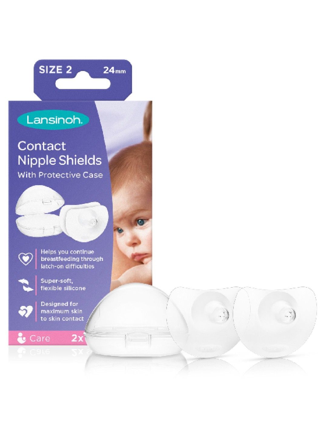 Lansinoh Ultra-thin Super Soft and 100% Flexible Silicone Contact Nipple Shields 24mm (No Color- Image 1)