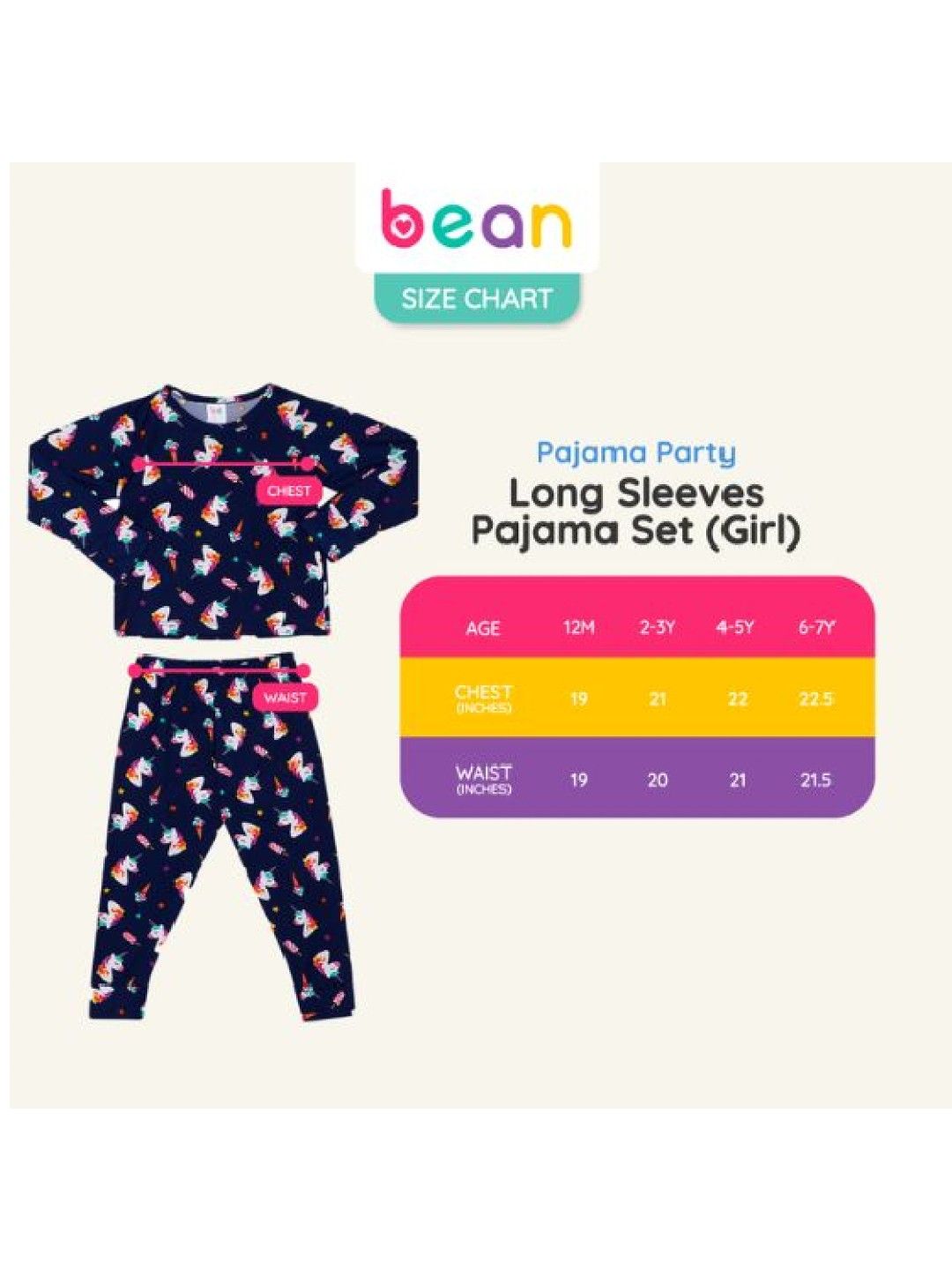 bean fashion Printed Unicorn Longsleeves Pajama Set (Lilac- Image 4)