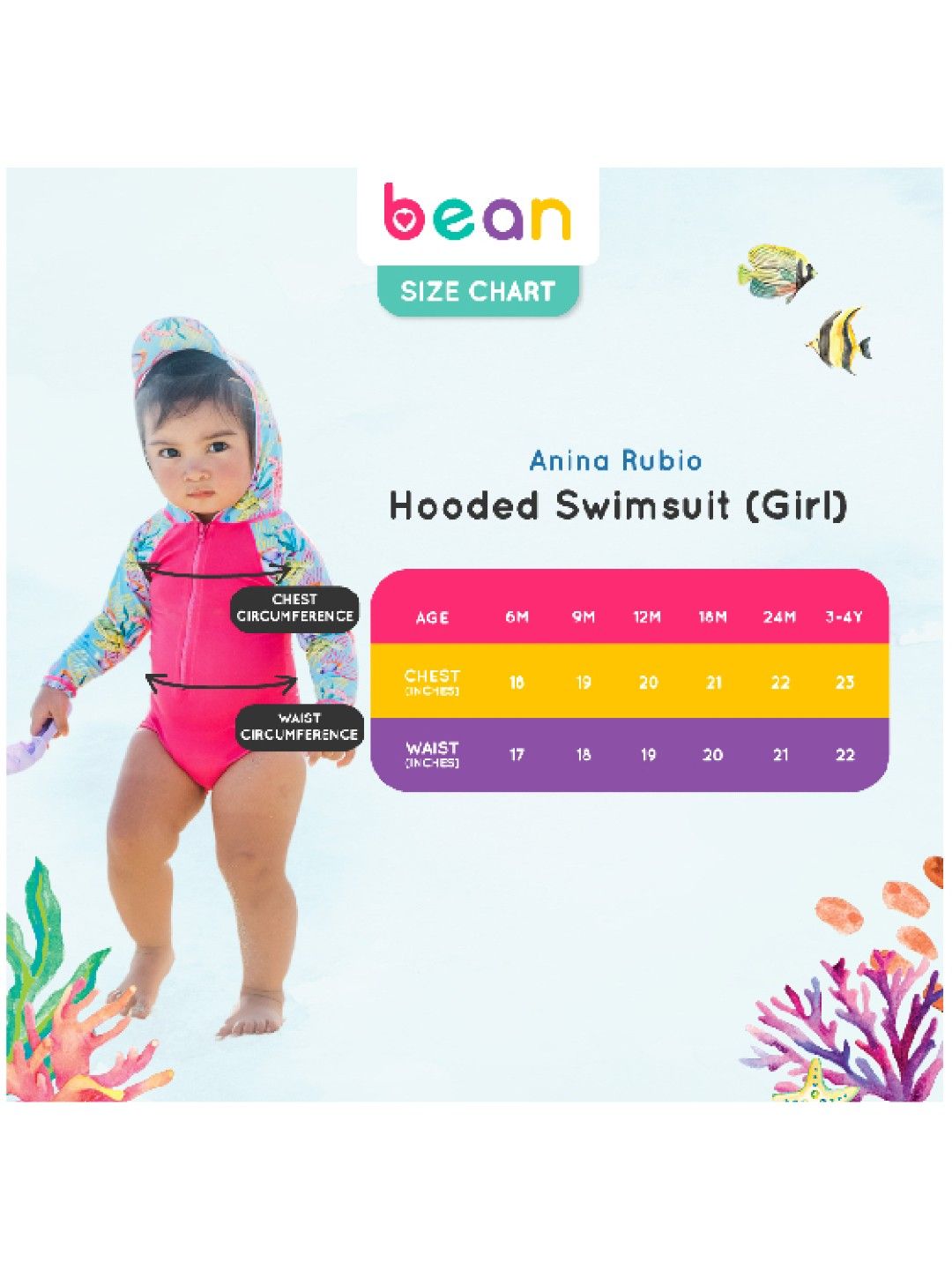 bean fashion Anina Rubio Panglao Baby Girl Hooded Swimsuit (Multicolor- Image 4)