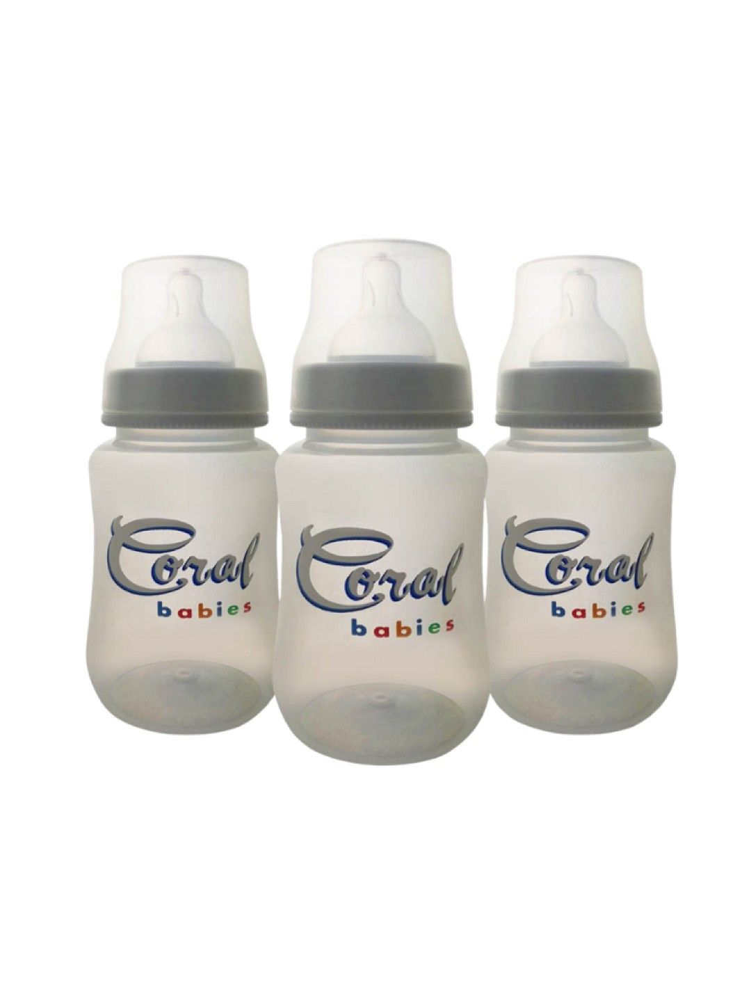Coral Babies Easy Grip Wide Neck Feeding Bottles w/ Medium Flow Nipple Set of 3 (8oz)