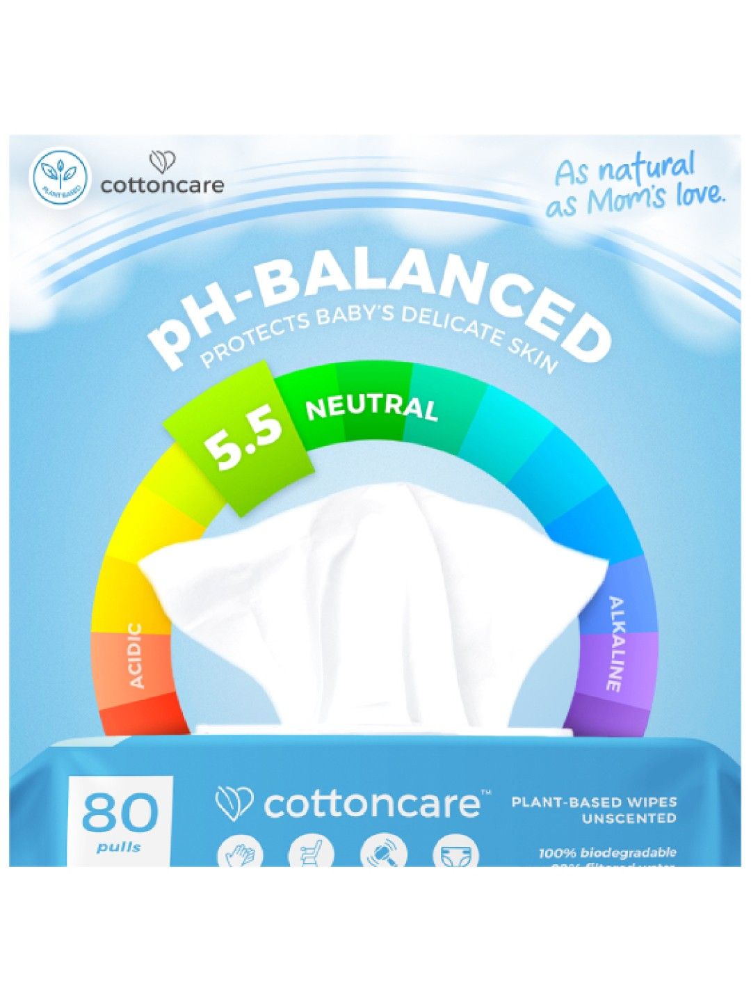 Cotton Central™ Cottoncare™ Organic Plastic-Free Baby Water Wipes (240 pcs) (No Color- Image 3)