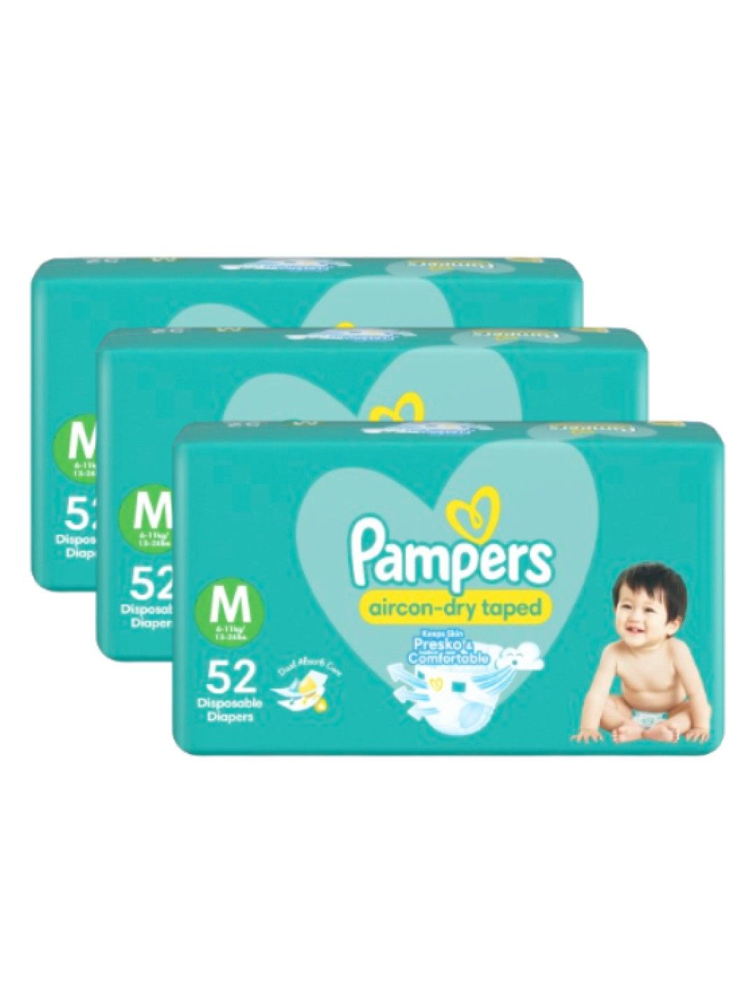 Pampers Baby Dry Taped Medium 52s x 3 packs (156 pcs) (No Color- Image 2)