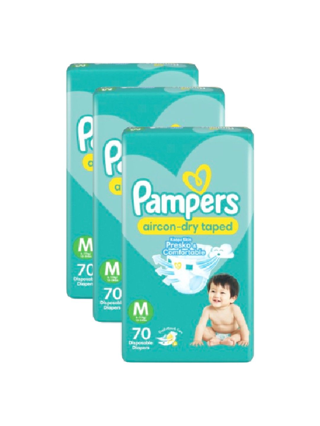 Pampers Baby Dry Taped Medium 70s x 3 packs (210 pcs) (No Color- Image 2)