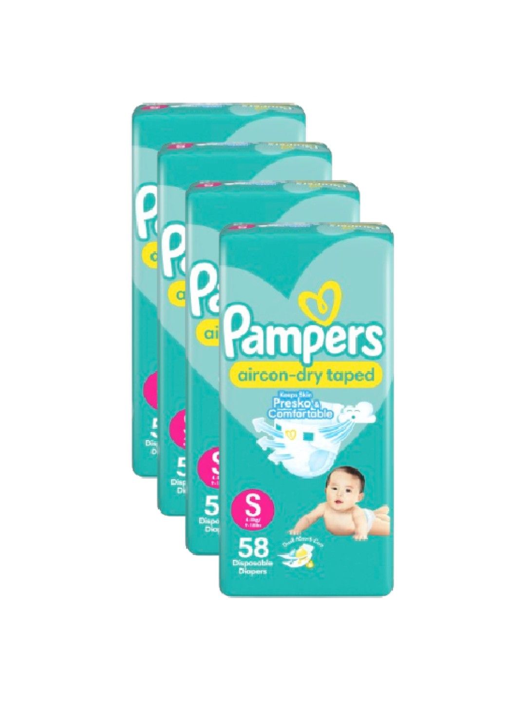 Pampers Baby Dry Taped Small 58s x 4 packs (232 pcs) (No Color- Image 2)