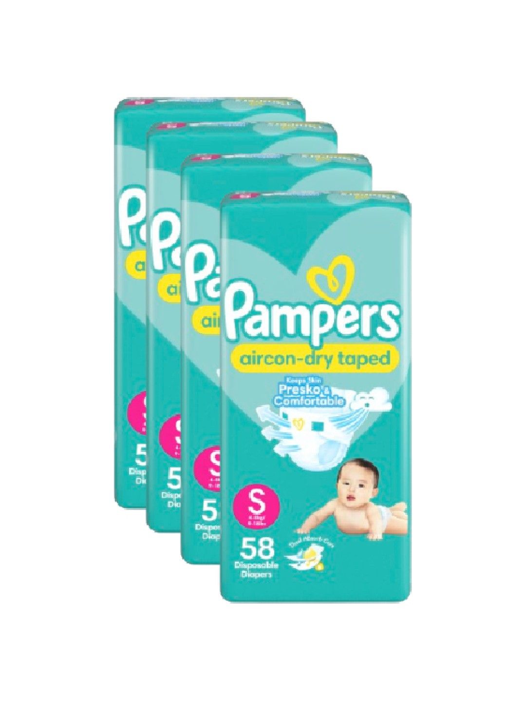 Pampers Baby Dry Taped Small 58s x 4 packs (232 pcs) - Subscription (No Color- Image 2)