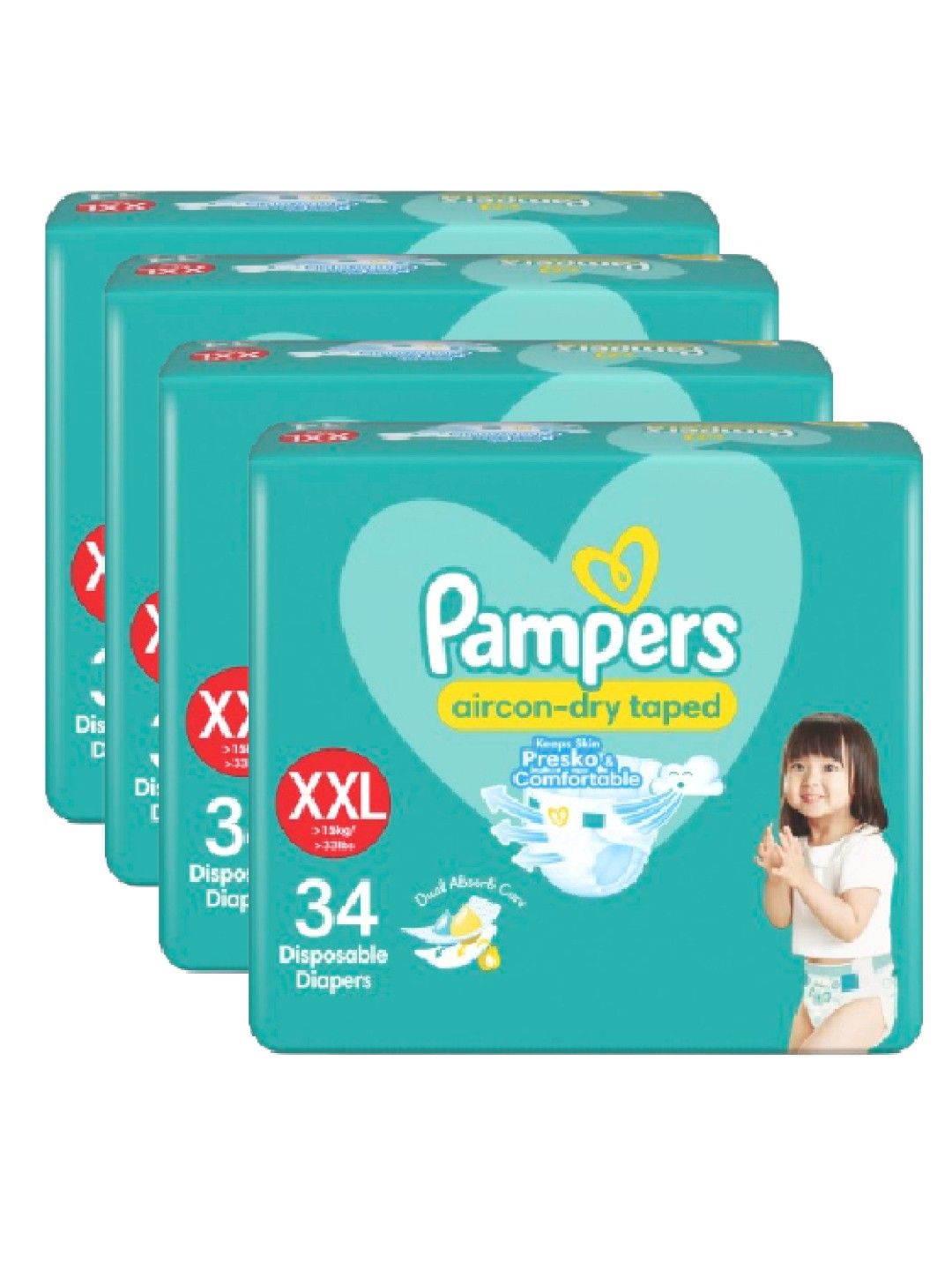 Pampers Baby Dry Taped XXL 34s x 4 packs (136 pcs) (No Color- Image 2)