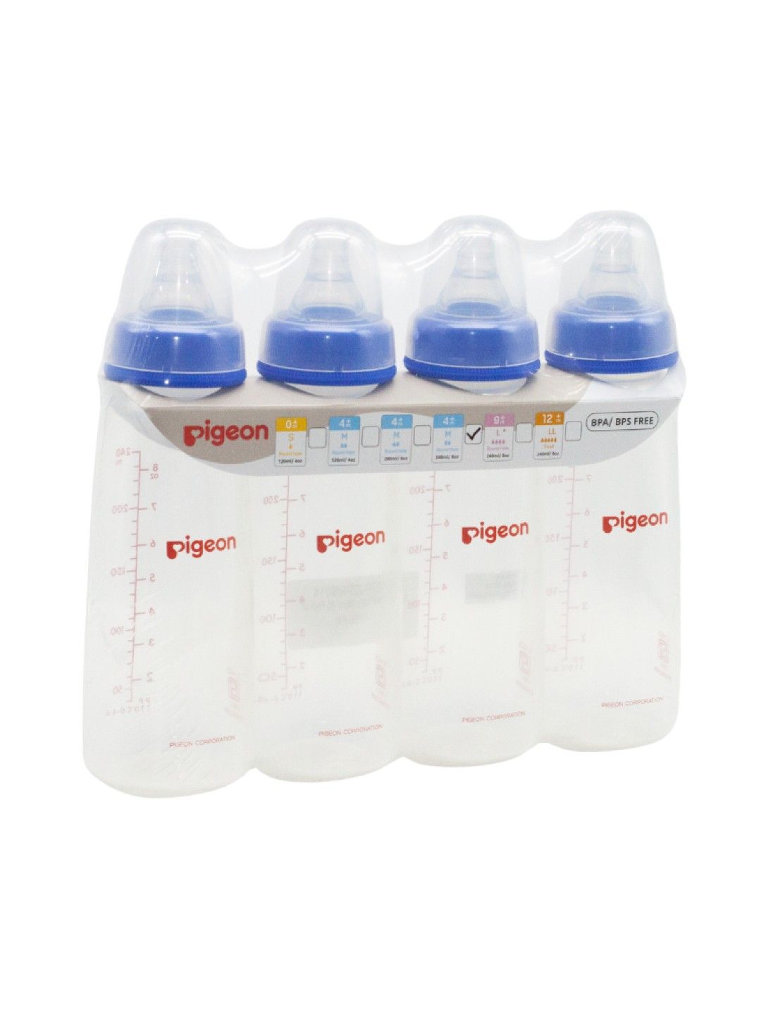 Pigeon RPP Blue Bottle Medium 4-Pack (240ml) (No Color- Image 2)