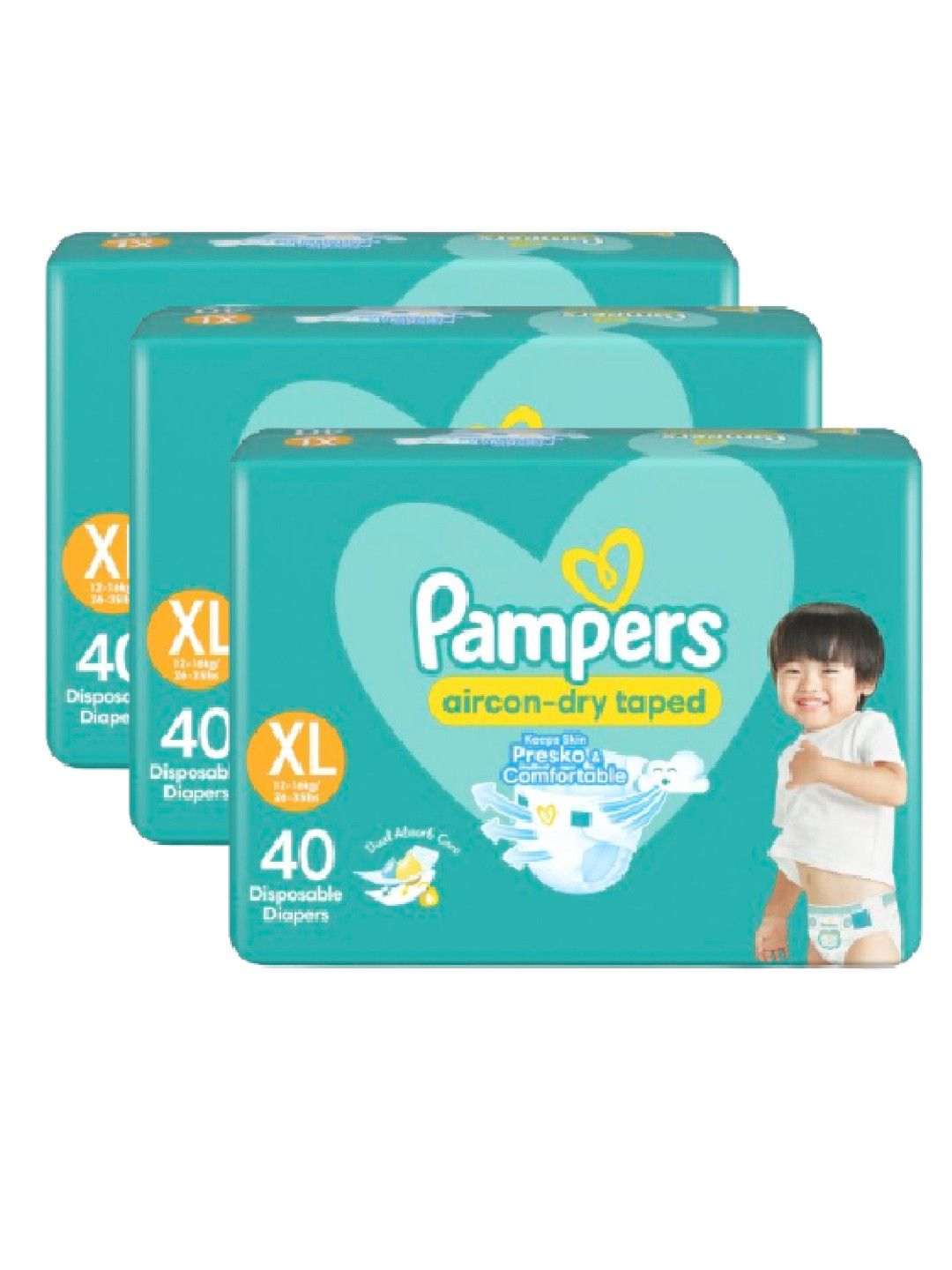 Pampers Baby Dry Taped XL 40s x 3 packs (120 pcs) (No Color- Image 2)