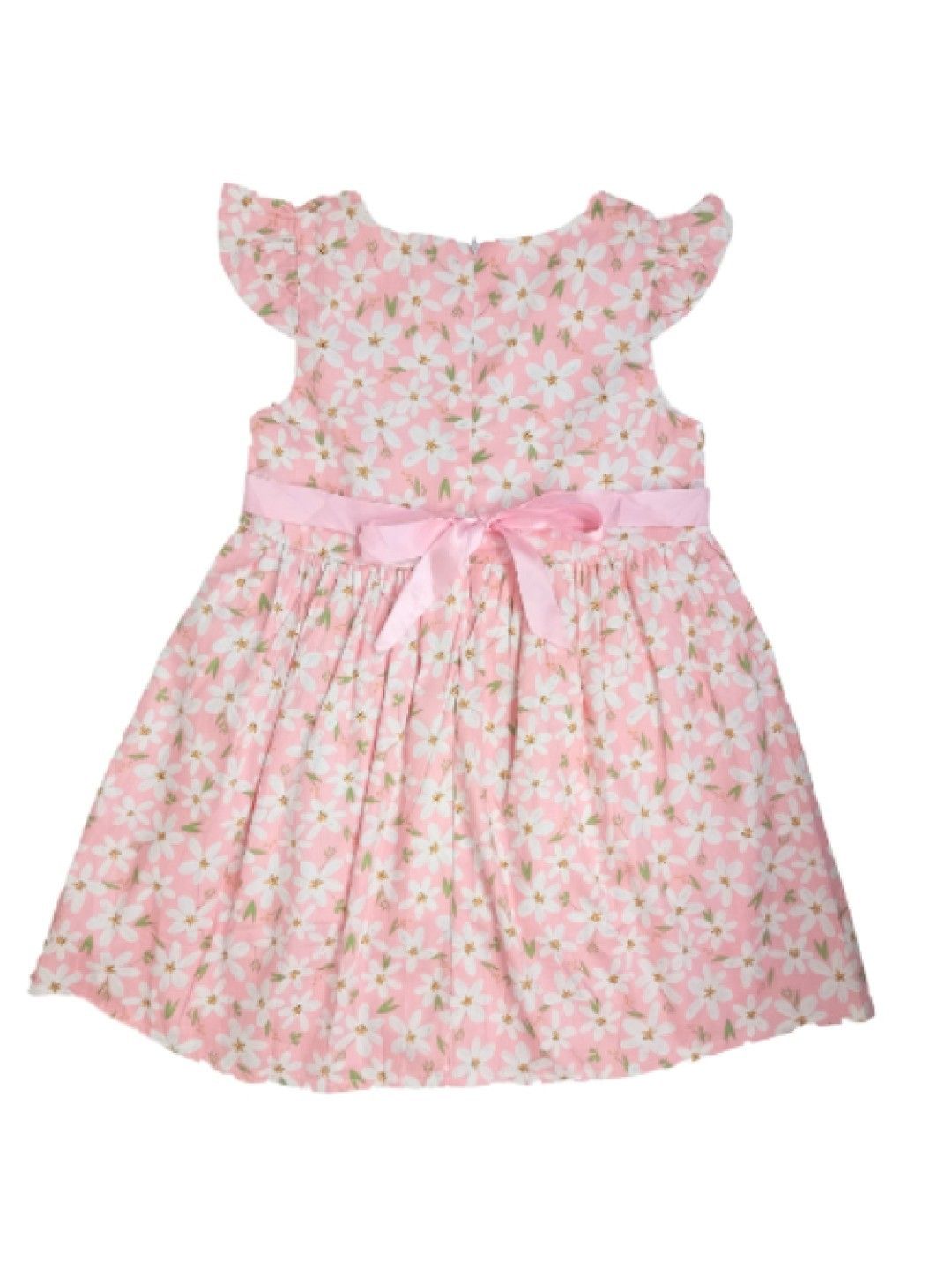 Cottonkind Flutter Sleeves Daisy Dress (Pink- Image 2)