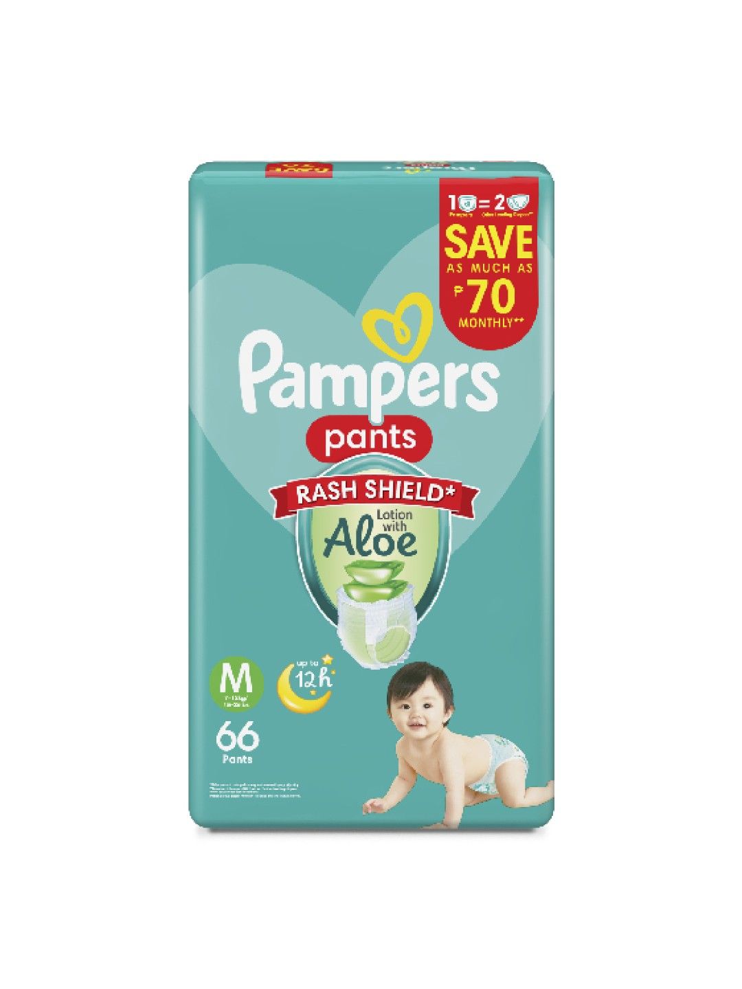 Pampers Baby Dry Pants Medium 66s x 1 pack (66 pcs) (No Color- Image 2)