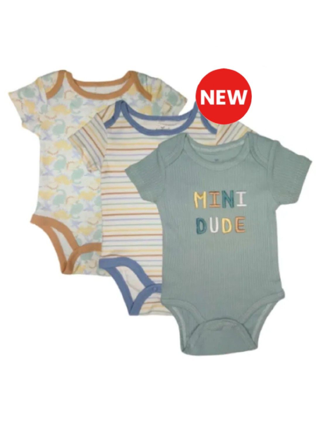 Cottonkind Mini Dude Short Sleeves Onesies Set of 3 (No Color- Image 1)