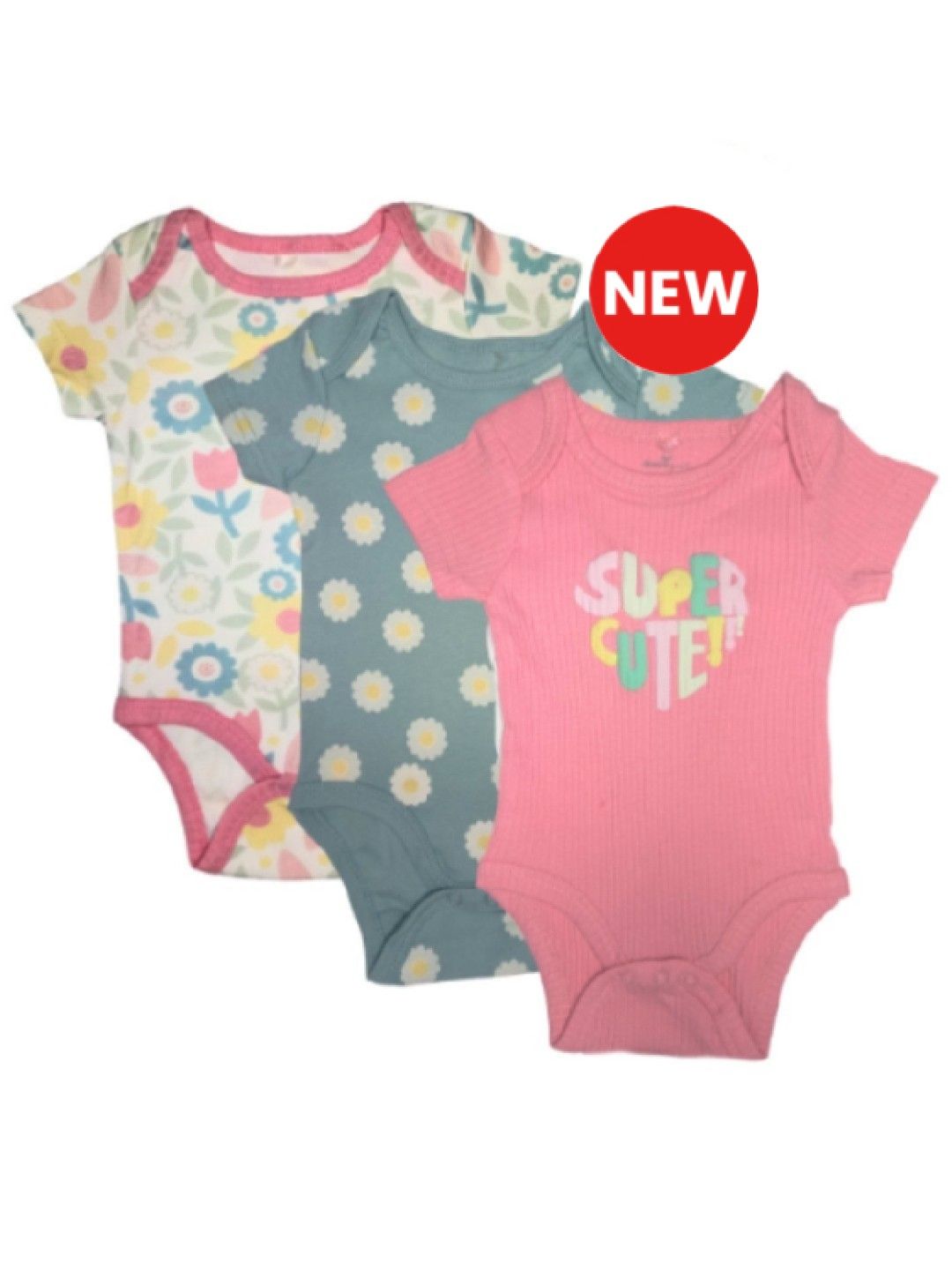 Cottonkind Super Cute Short Sleeves Onesies Set of 3