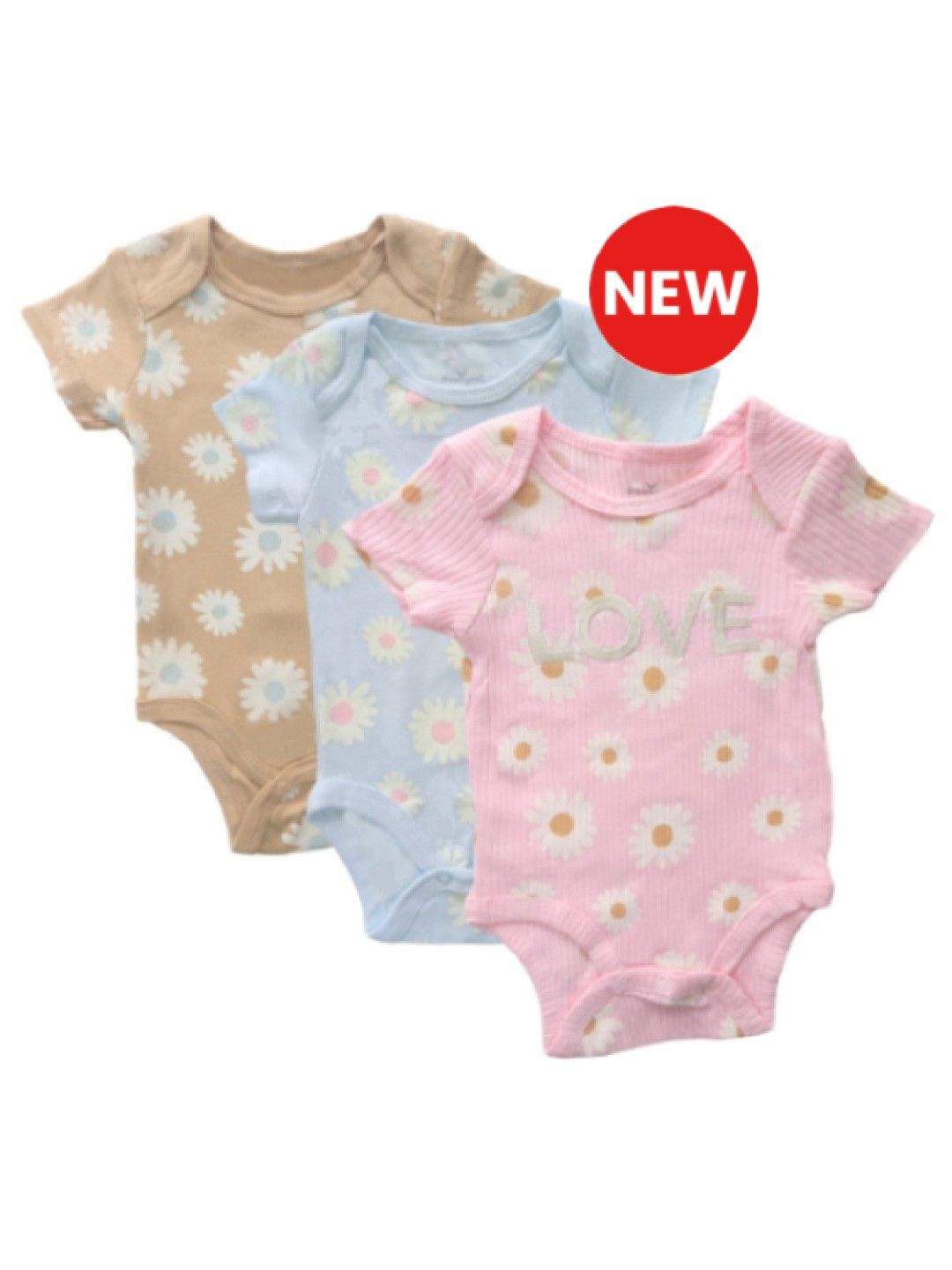 Cottonkind Love Daisies Short Sleeves Onesies Set of 3