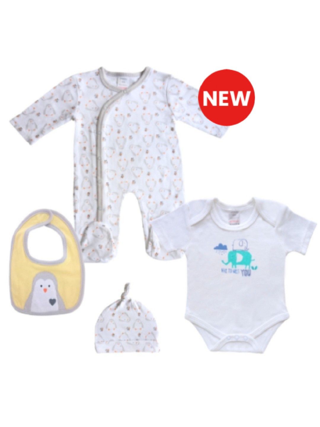 Cottonkind Penguin Short Sleeves Onesies Set of 4 (No Color- Image 1)