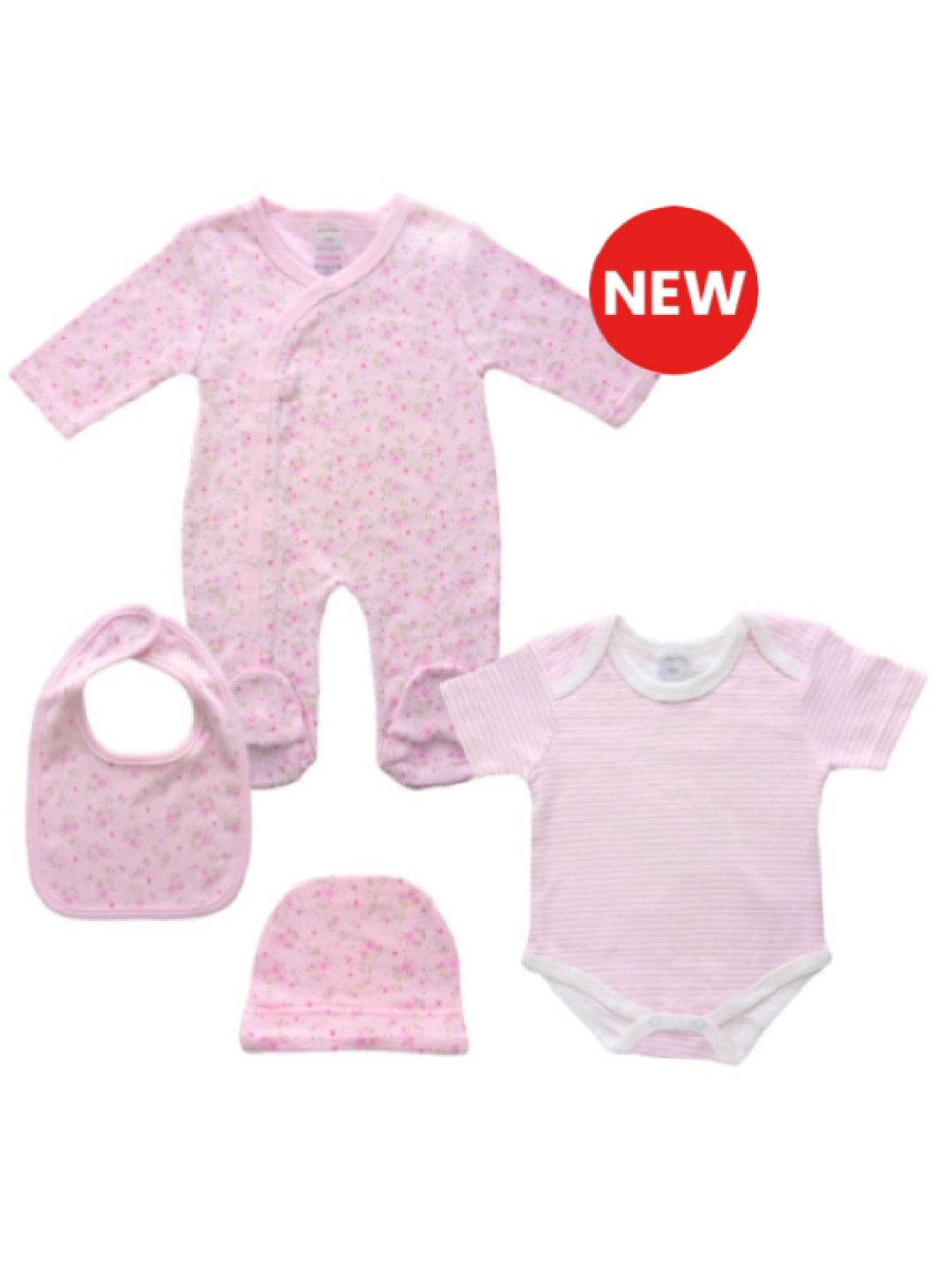 Cottonkind Floral Short Sleeves Onesies Set of 4 (No Color- Image 1)