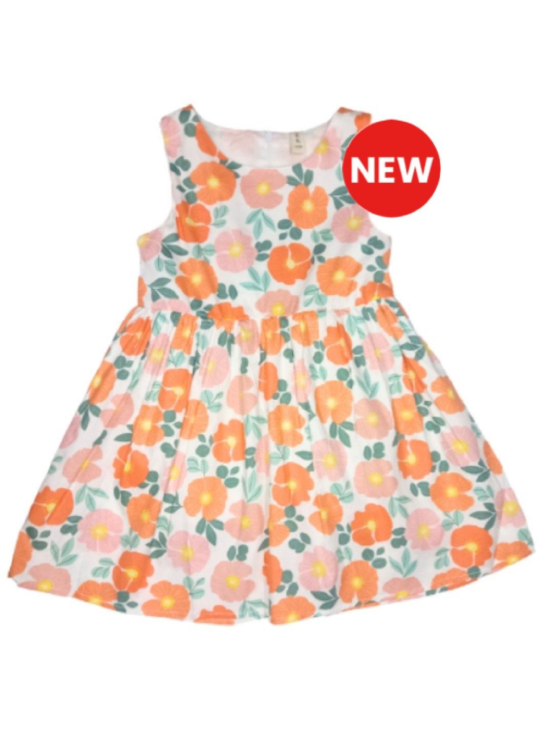 Cottonkind Sleeveless Anemone Dress (Orange- Image 1)