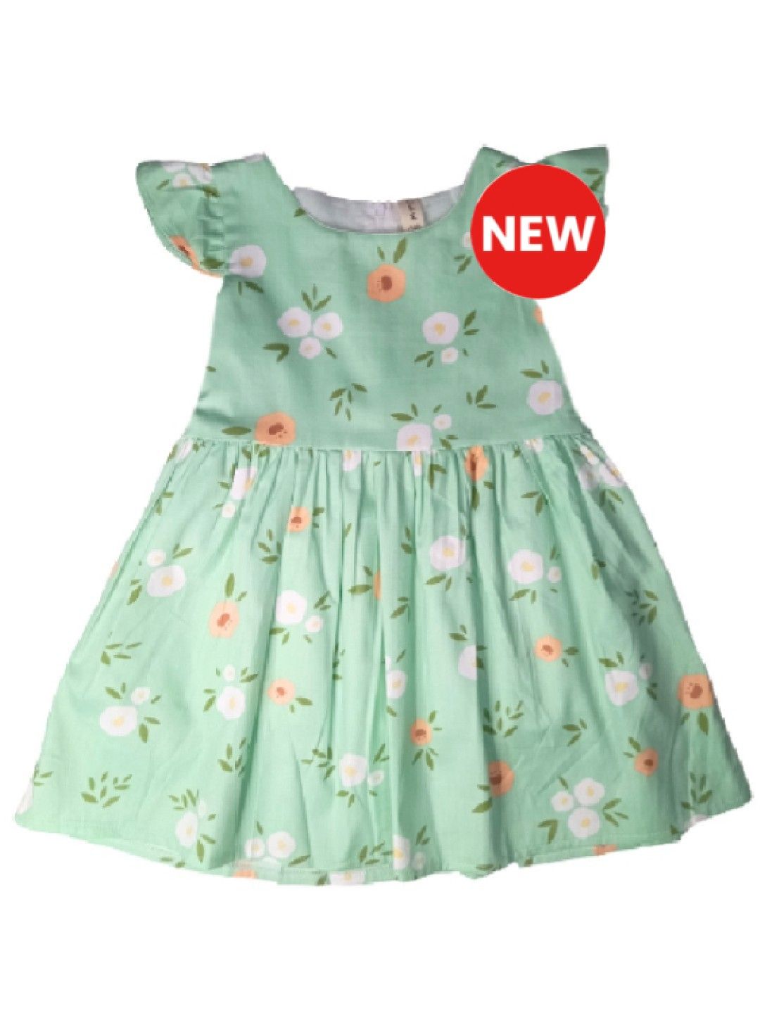 Cottonkind Cap Sleeve Poppy Dress (Green- Image 1)