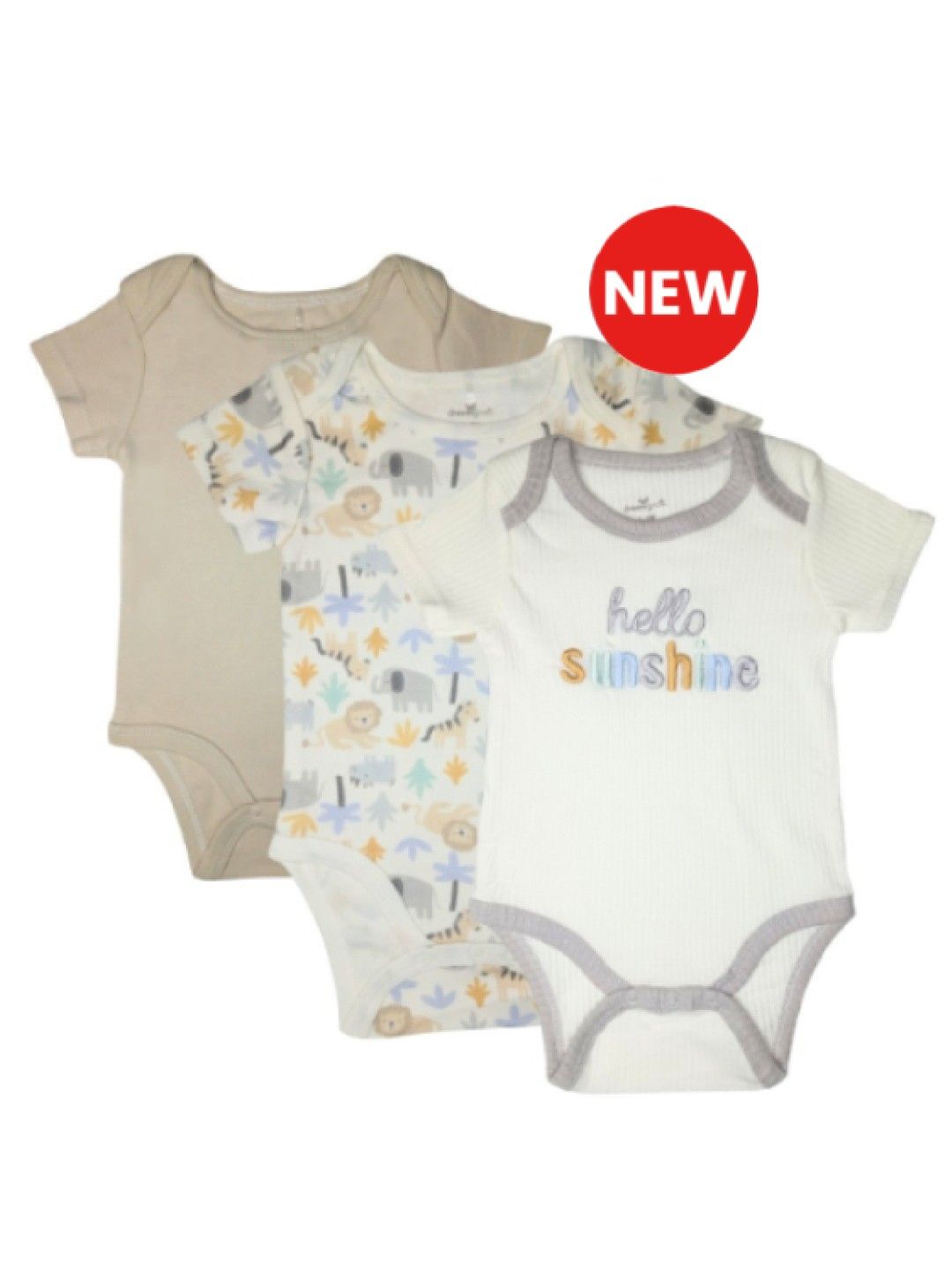 Cottonkind Hello Sunshine Short Sleeves Onesies Set of 3 (No Color- Image 1)