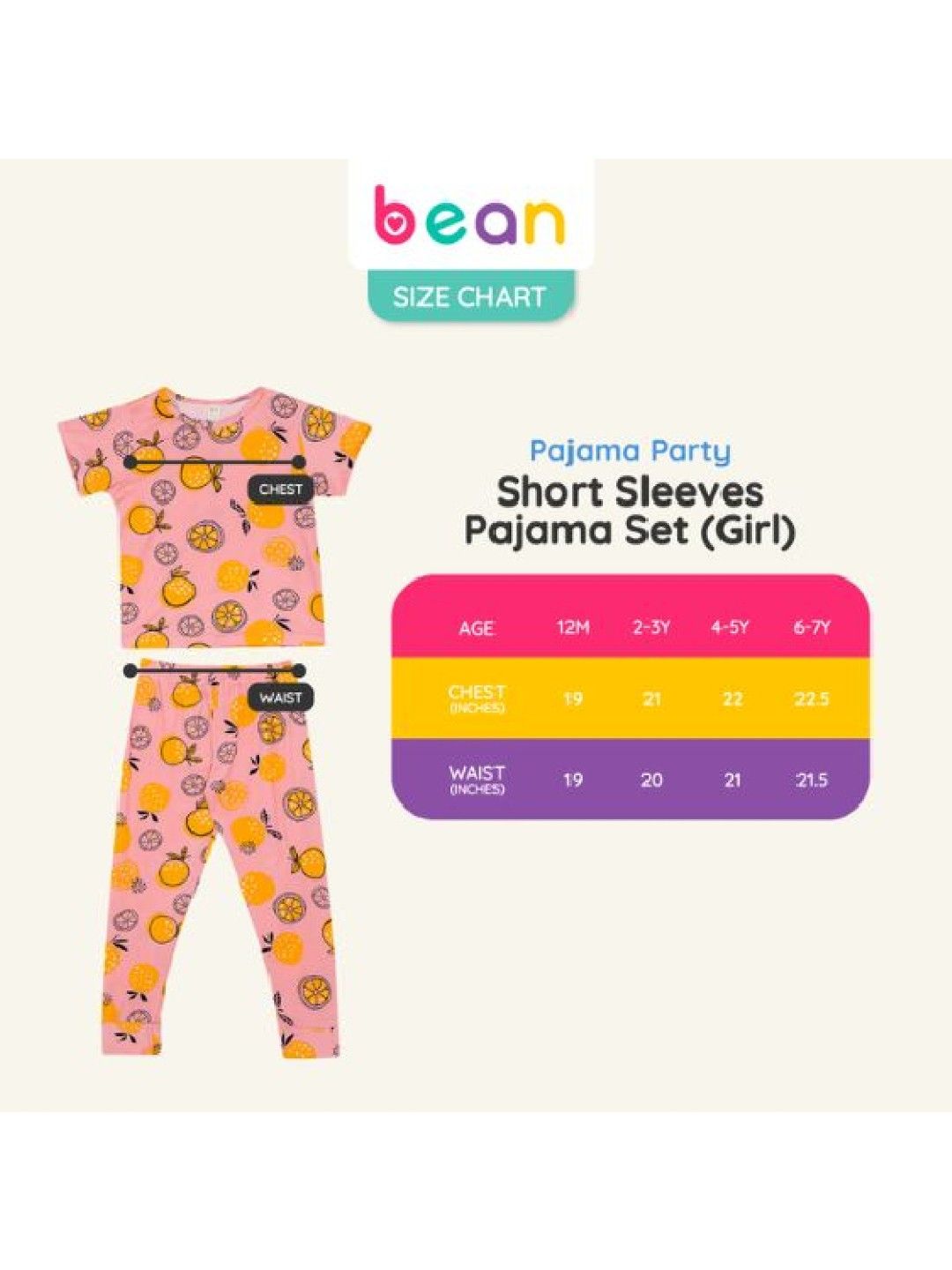 bean fashion Printed Fruits Shortsleeves Pajama Set (Pink- Image 4)