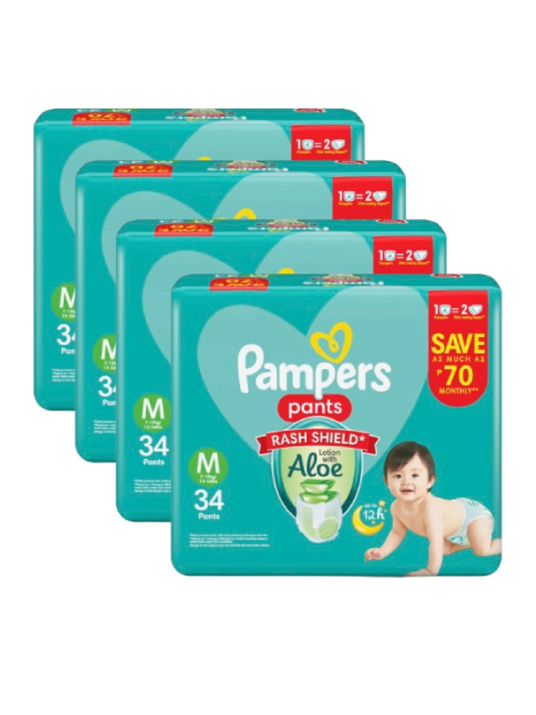 Pampers Baby Dry Pants Medium 34s x 4 packs (136 pcs) (No Color- Image 2)
