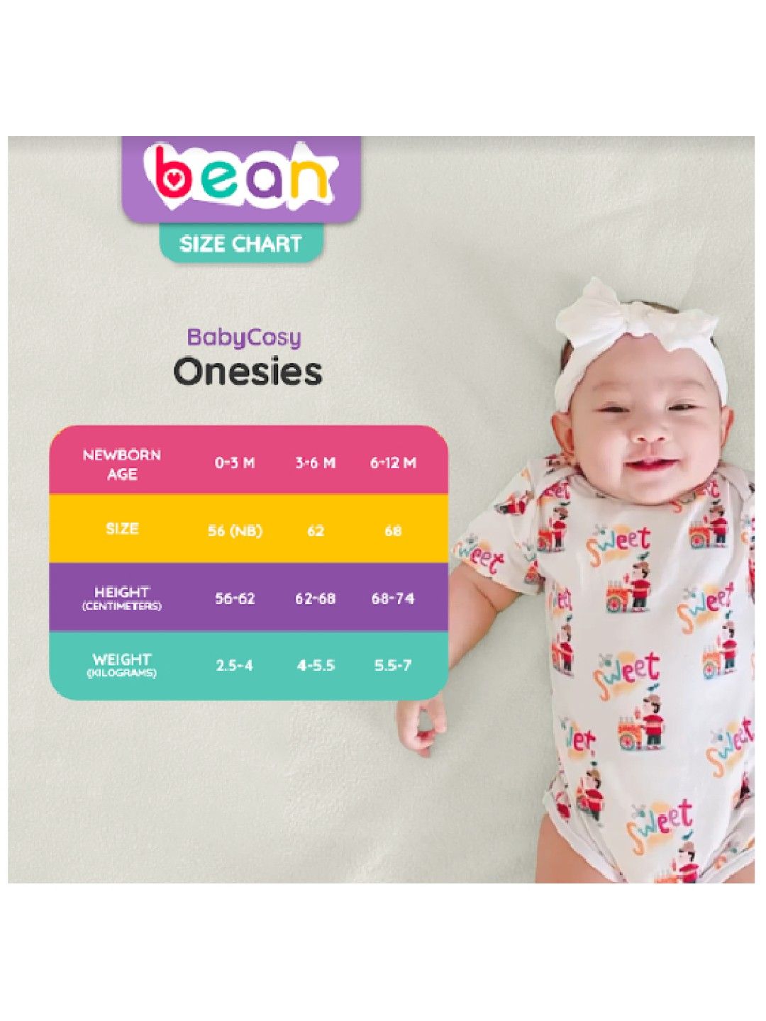 bean fashion Babycosy Organic Shortsleeves Bodysuit Set of 2 (Creamy White & Red- Image 4)