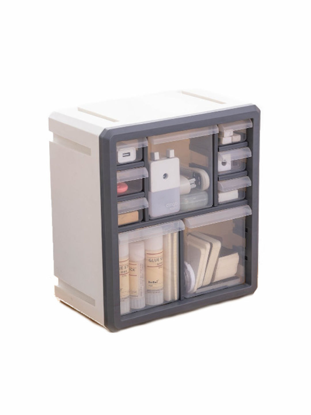 Qubit Nona Cube Storage Box (Gray Frame + White Body- Image 1)
