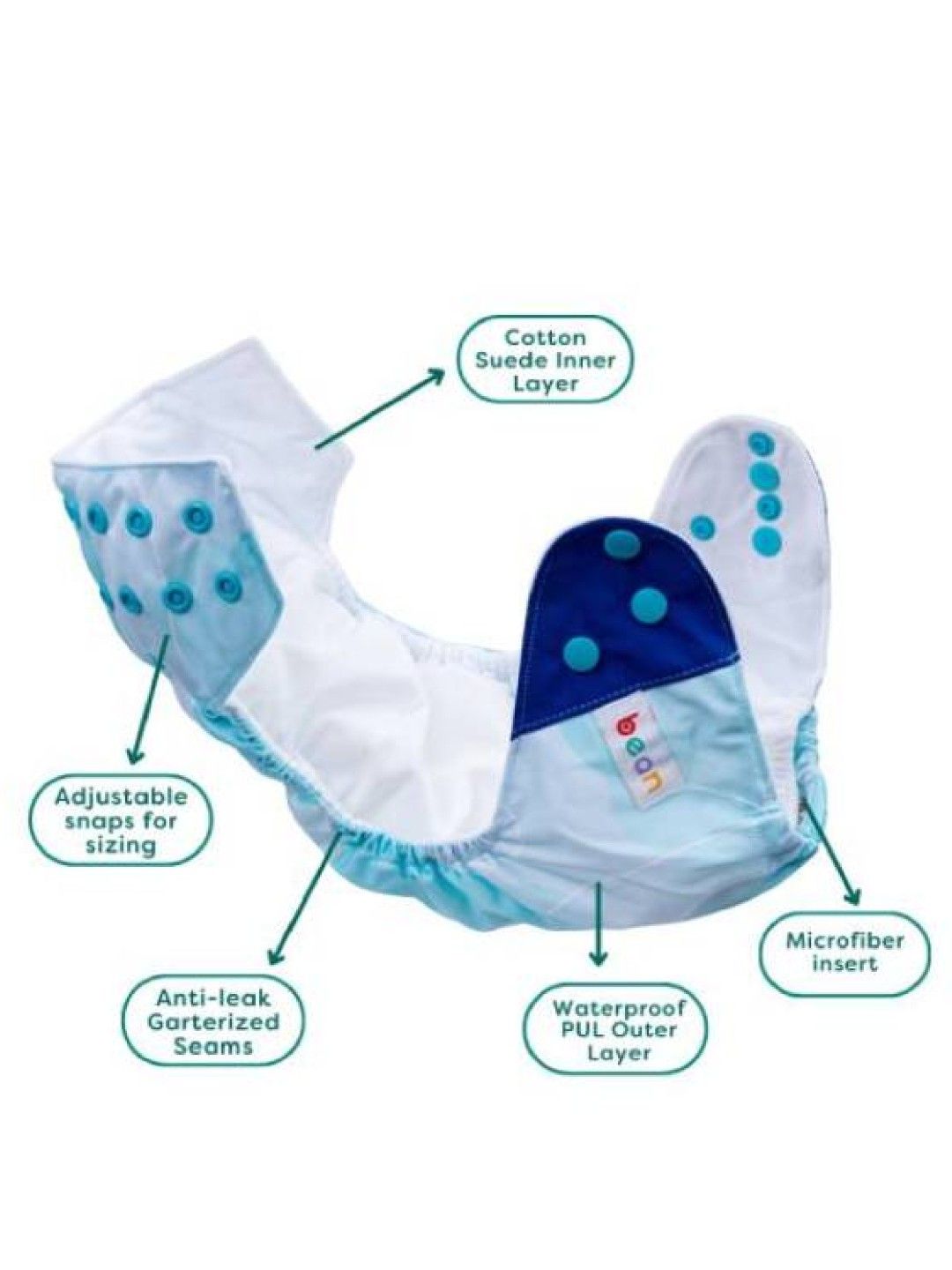 bean fashion Snappies Little Beans Joyful Elements Cloth Diaper Set of 6 (No Color- Image 3)