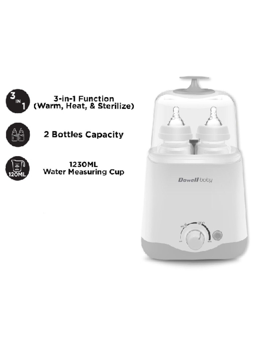 Dowell 3-in-1 Baby Bottle Warmer and Sterilizer BWS-010 (No Color- Image 2)