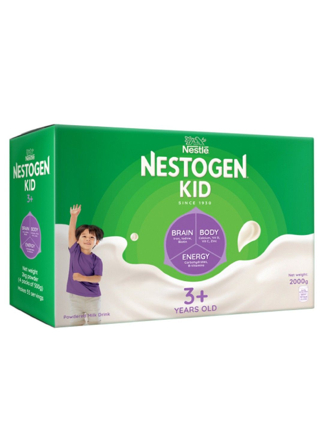 Nestogrow 4 Nestogen Kid 3+ Powdered Milk For Children Above 3 Years Old (2kg) Bundle of 2 (No Color- Image 1)