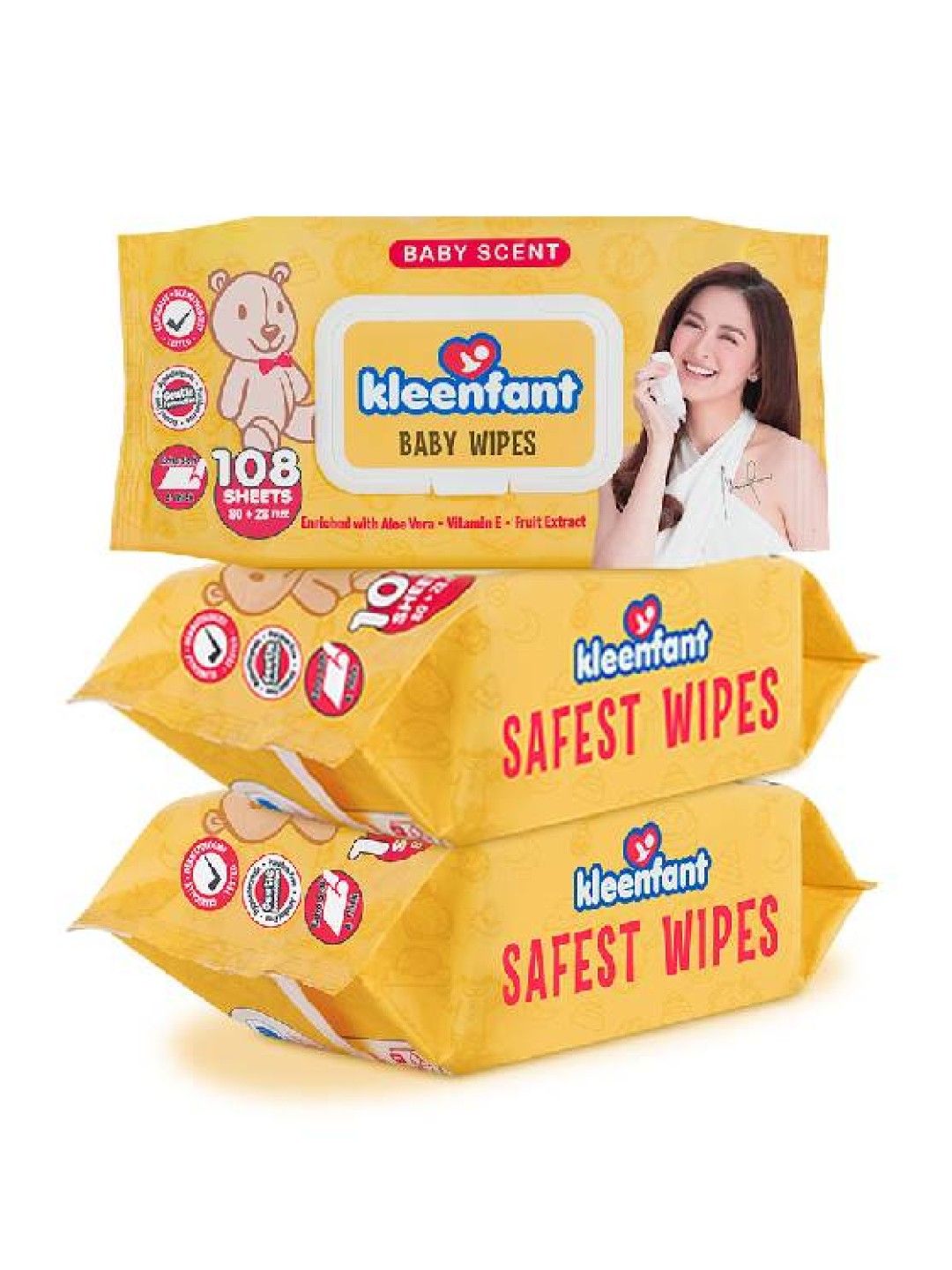 Kleenfant Baby Scent Scented Baby Wipes (108 sheets) Pack of 3 (No Color- Image 1)