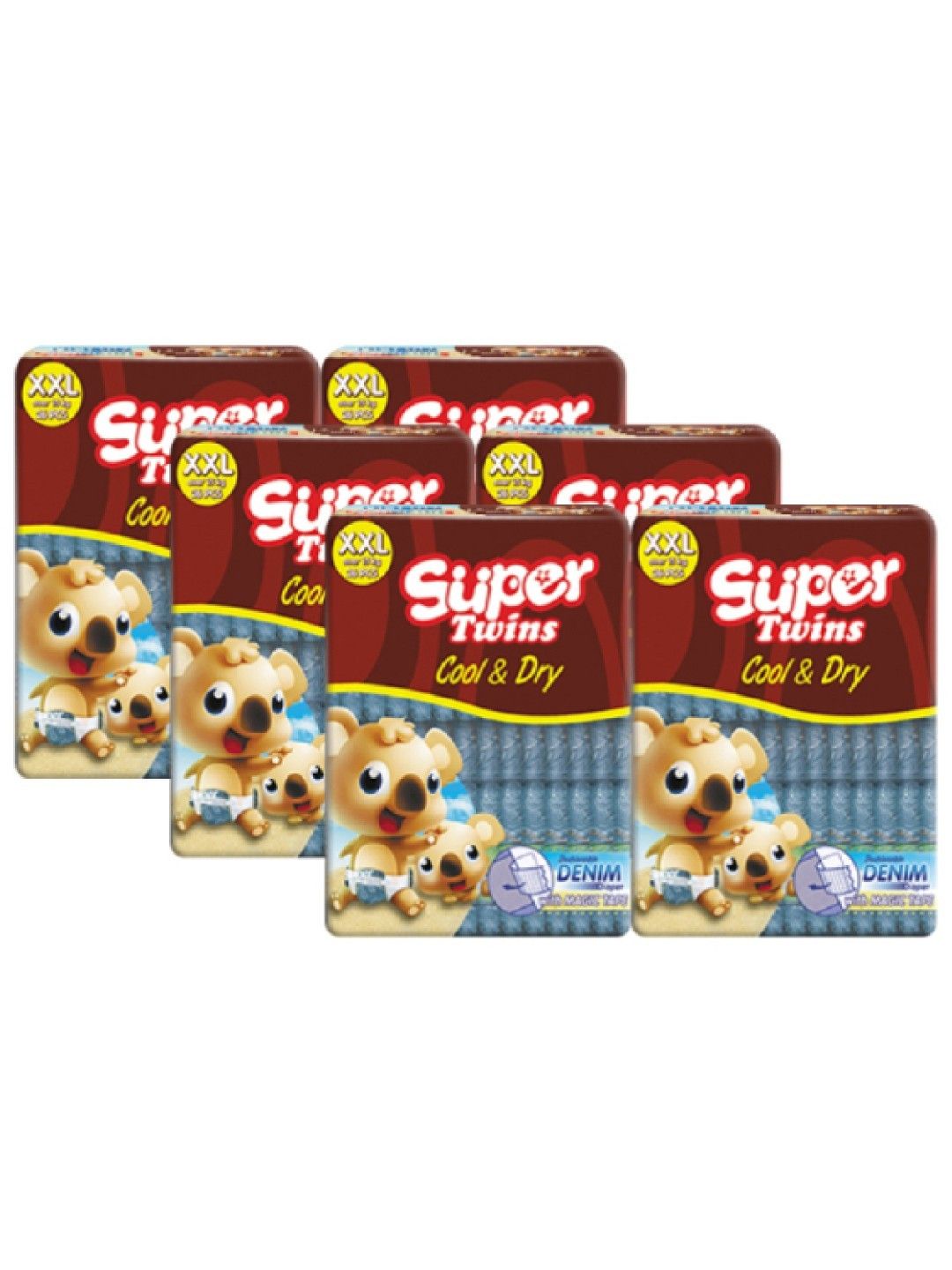 Super Twins Baby Diaper Big Pack Promo XXL 6 packs x 26 pcs (156s) (No Color- Image 1)