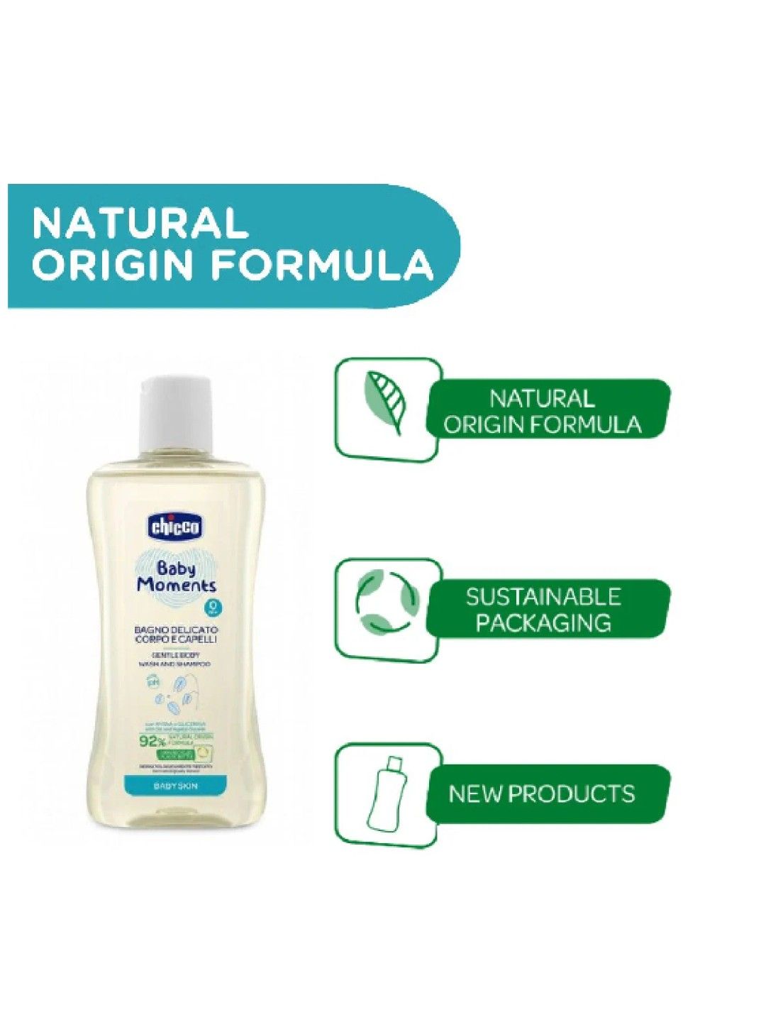 Chicco Newborn Gentle Body Wash and Shampoo 200ml (No Color- Image 3)
