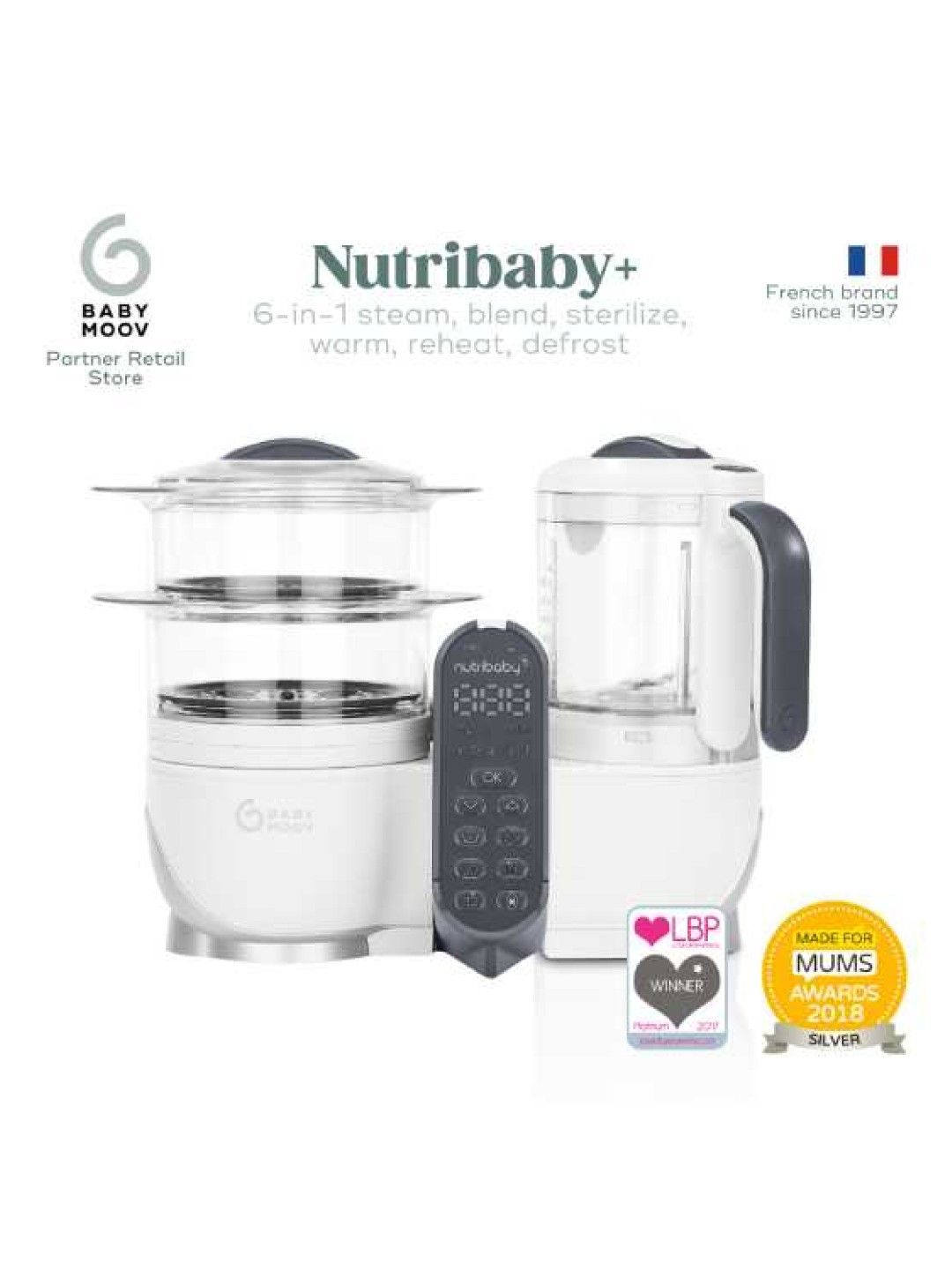 Babymoov Nutribaby+ 6-in-1 Multi-Purpose Baby and Adult Food Processor (White- Image 4)