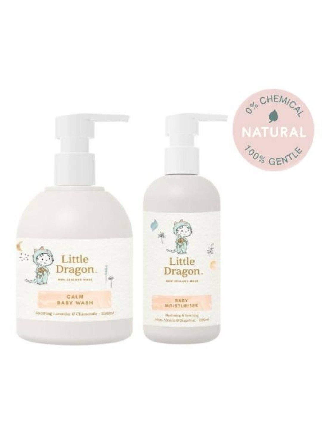 Little Dragon Calm Baby Wash Pump Bottle (250ml) and Baby Moisturiser Pump Bottle (250ml) (No Color- Image 2)