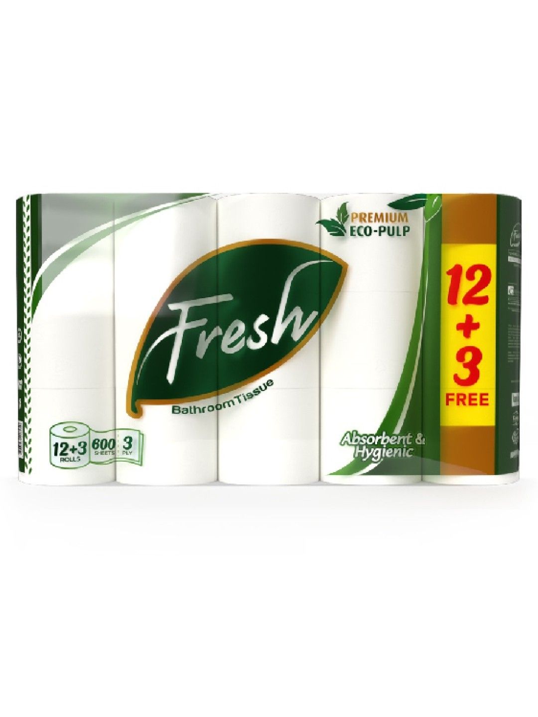 Fresh Eco-Pulp Bathroom Tissue 3Ply 200 Pulls 600S 12+3
