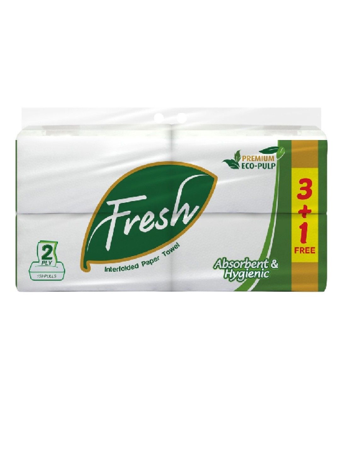 Fresh Eco Pulp Interfolded Paper Towel 2 Ply 150Pulls 3+1