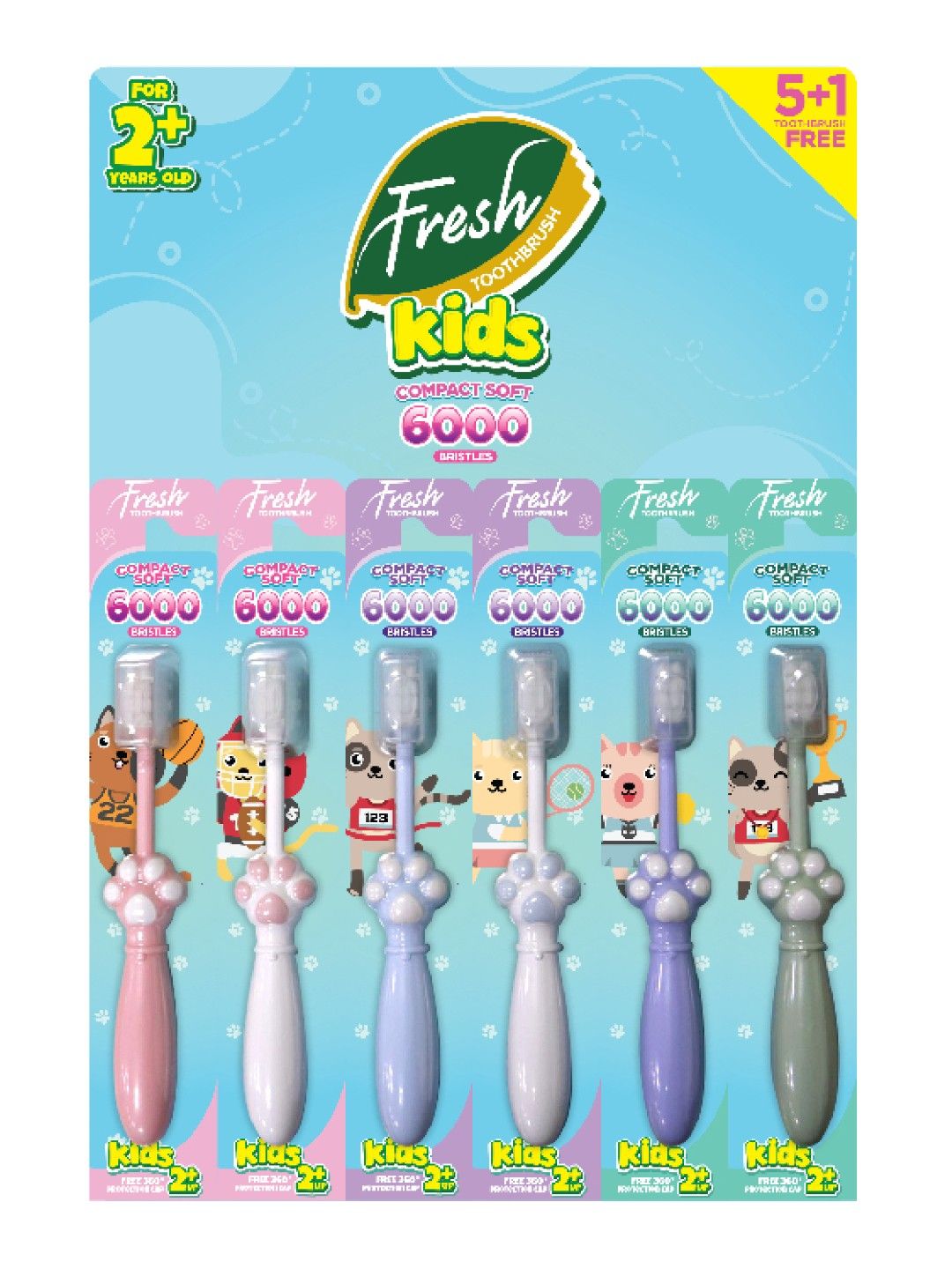 Fresh Kids Compact Soft 6000 Bristles 5+1